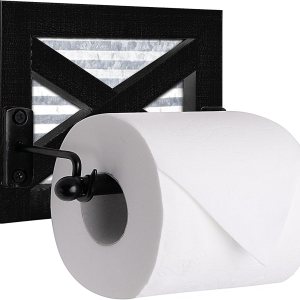 Autumn Alley Portarrollos de papel higiénico de granja color negro, accesorios decorativos para baño, madera negra, metal galvanizado corrugado y Autumn Alley Portarrollos de papel higiénico de granja color negro, accesorios decorativos para baño, madera negra, metal galvanizado corrugado y