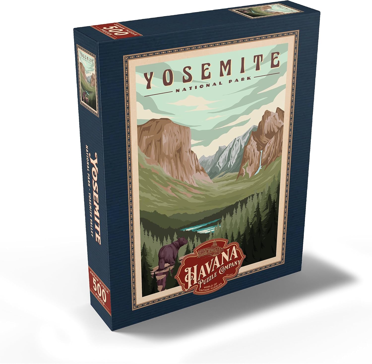MyPuzzle Yosemite National Park – Valle de Yosemite, póster de viaje vintage, rompecabezas premium de 500 piezas para adultos