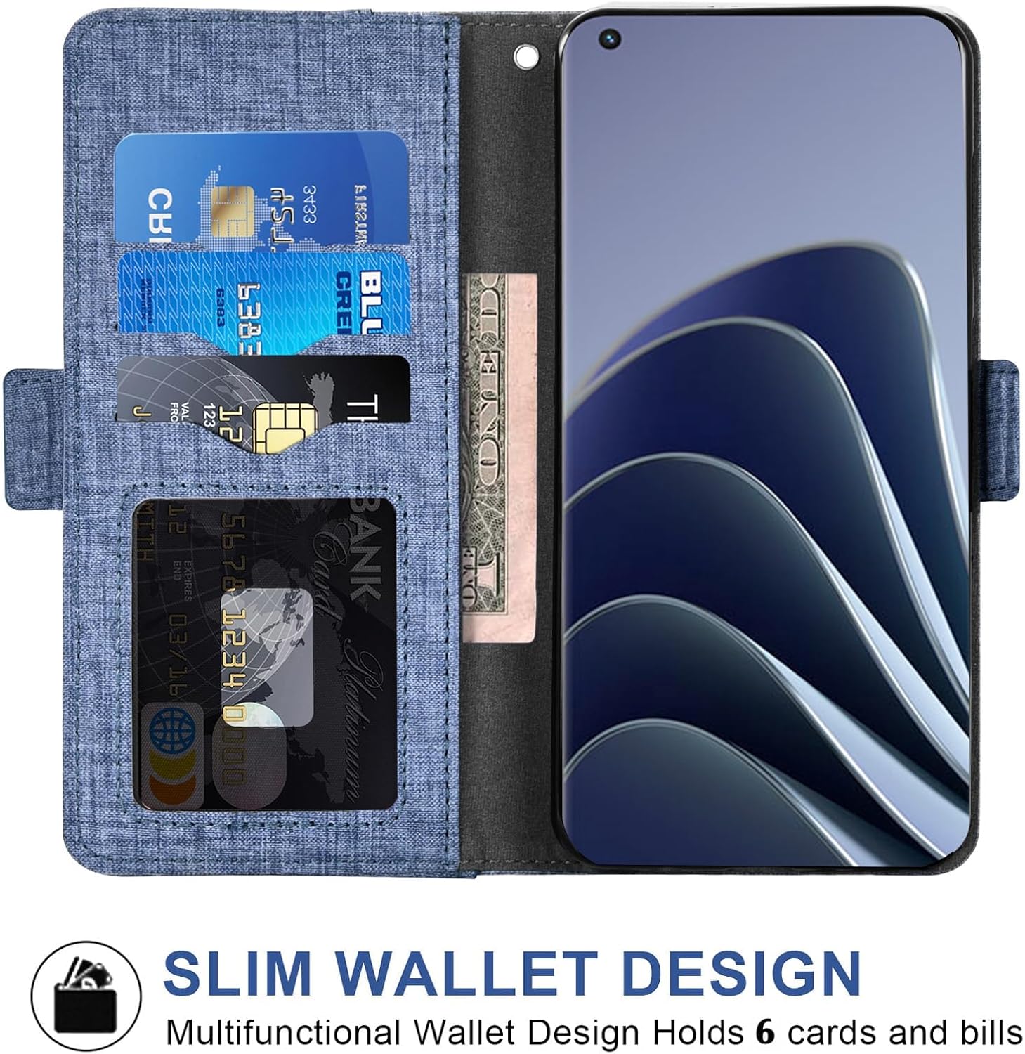 Asuwish Funda para teléfono para OnePlus 10 Pro One Plus 10Pro 5G Funda tipo cartera con protector de pantalla de vidrio templado y correa para la