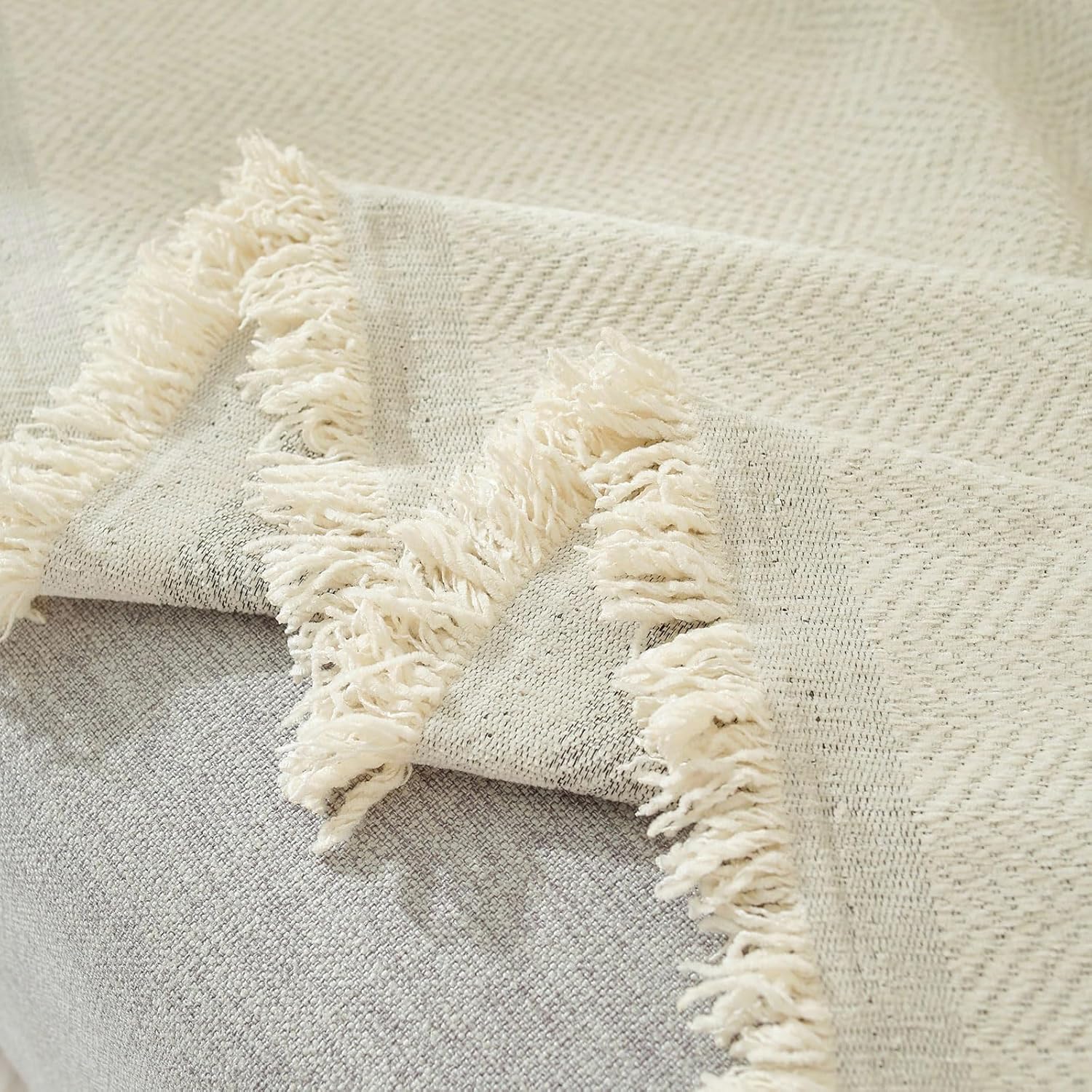 EAVD Fundas de sofá beige para sofá seccional en forma de L, fundas de sofá de felpilla gruesa para sofá de 2 cojines, funda de sofá bohemia con