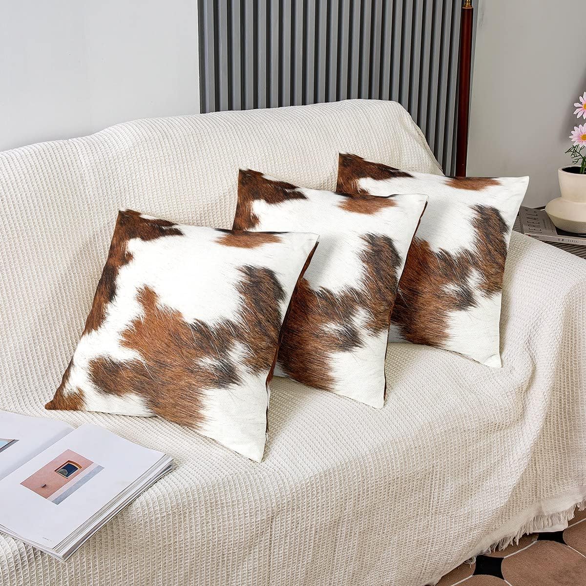Juego de 2 fundas de almohada con estampado de vaca de las tierras altas de 24 x 24 pulgadas para mujeres adultas, fundas de almohada de granja de