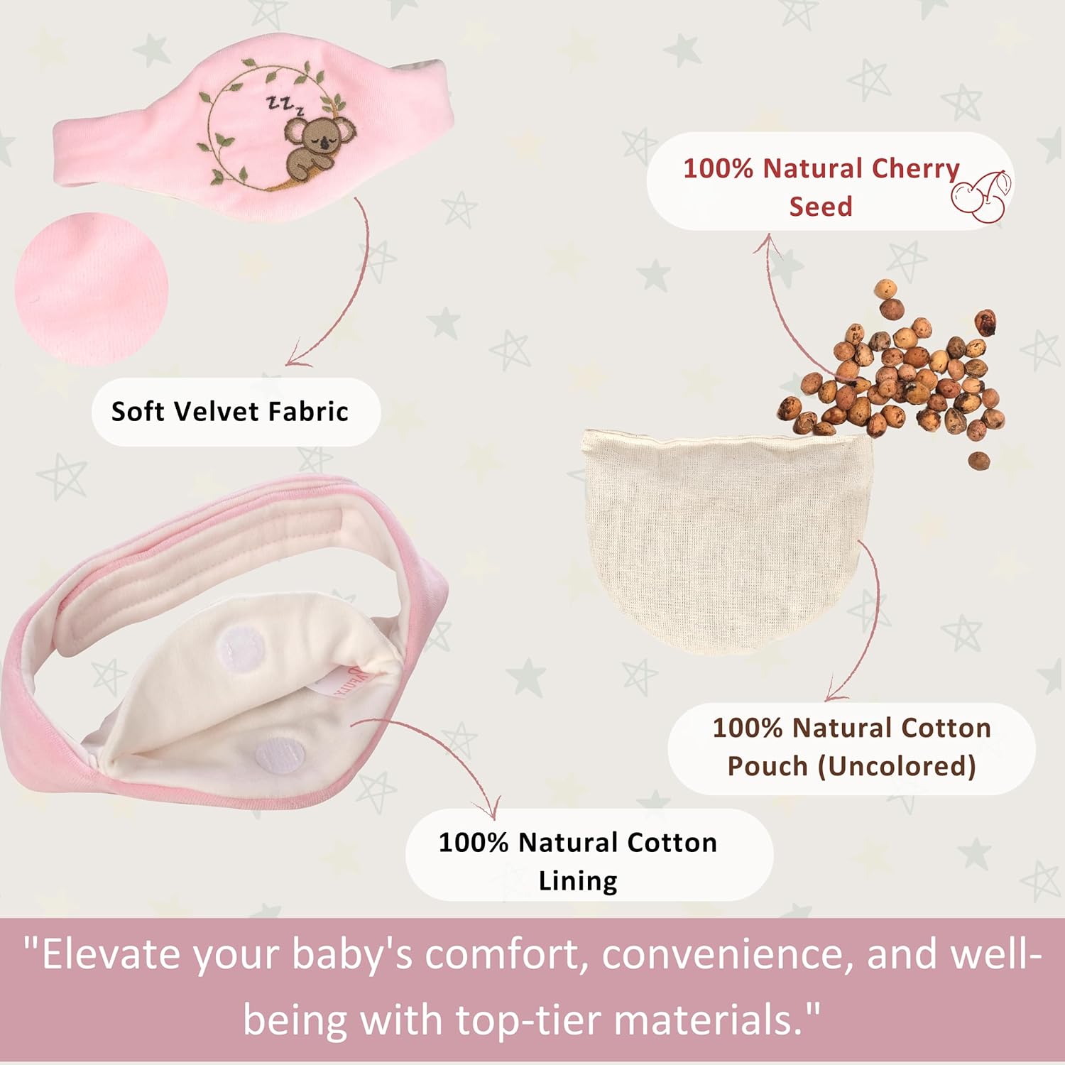 Alivio de gases cólicos para bebés y malestar estomacal para recién nacidos, 100% con semillas de cereza, cinturón para envolver el abdomen, cólico