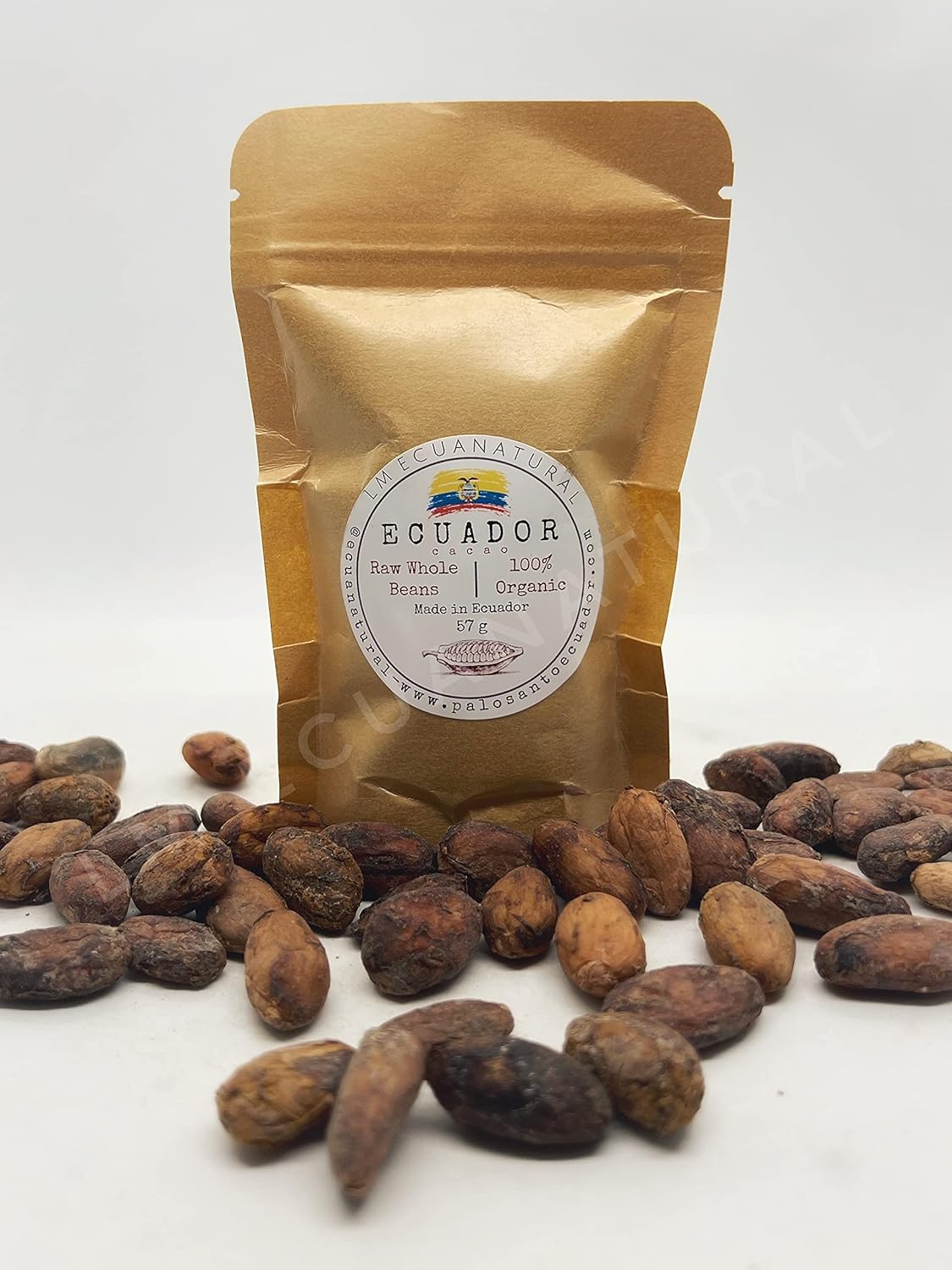 Granos de cacao crudos ecuatorianos orgánicos hechos en Balzar Ecuador (1 onza)
