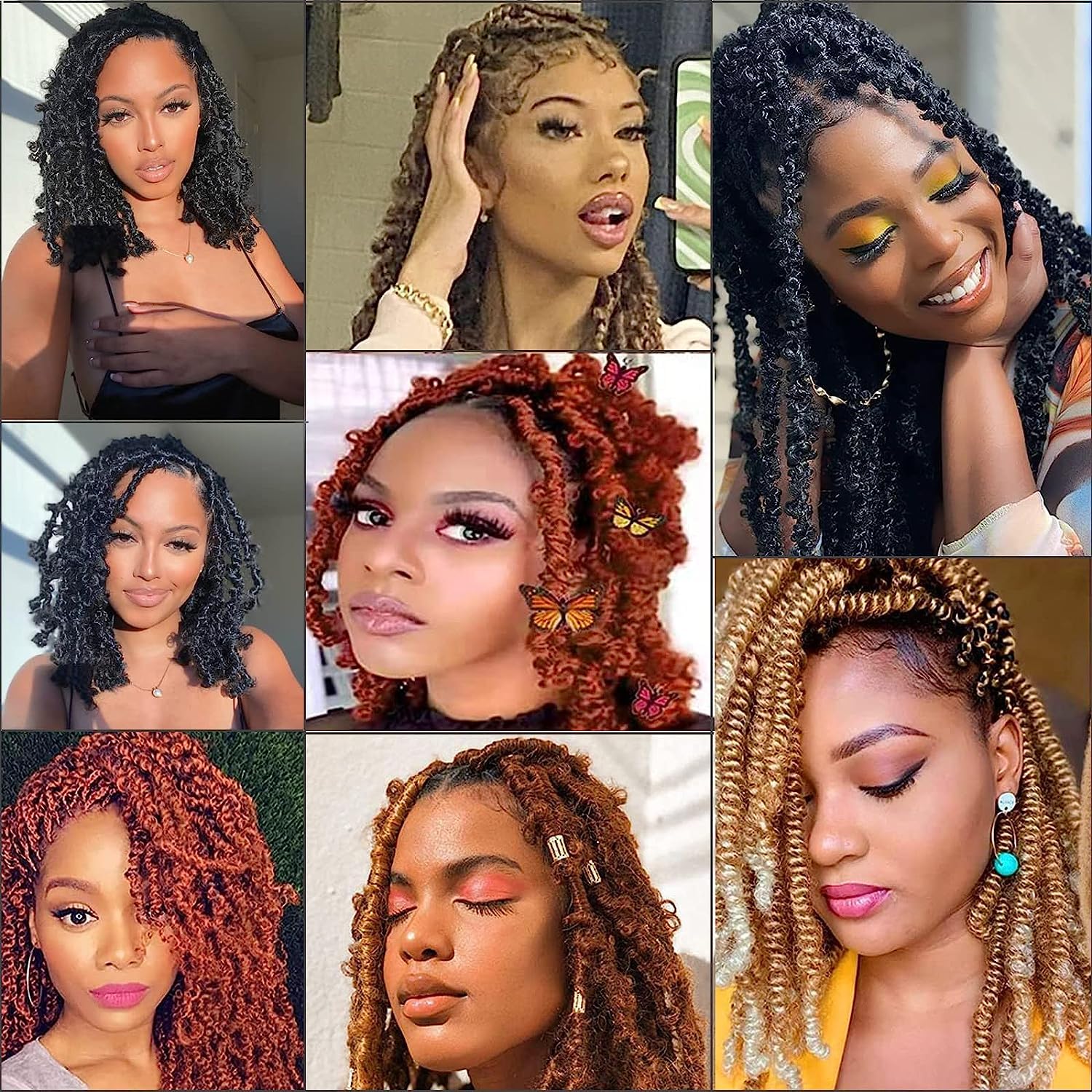 Cabello afro trenzado, 3 piezas preseparadas de cabello rizado Marley Twist trenzado de 16 pulgadas para rastas sintéticas desgastadas, extensiones