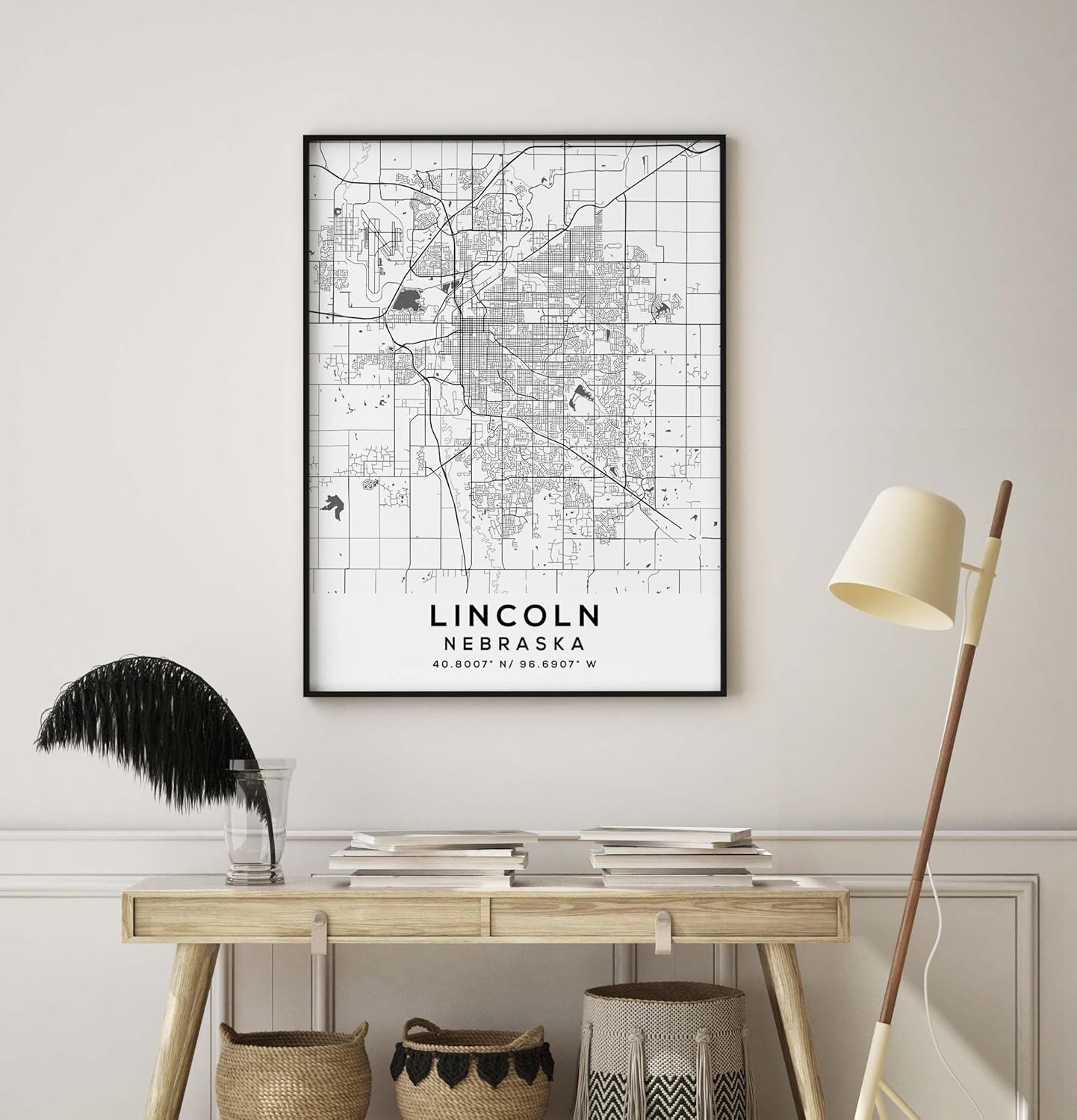 Mapa de Lincoln, Nebraska, Light 2 (8×10)