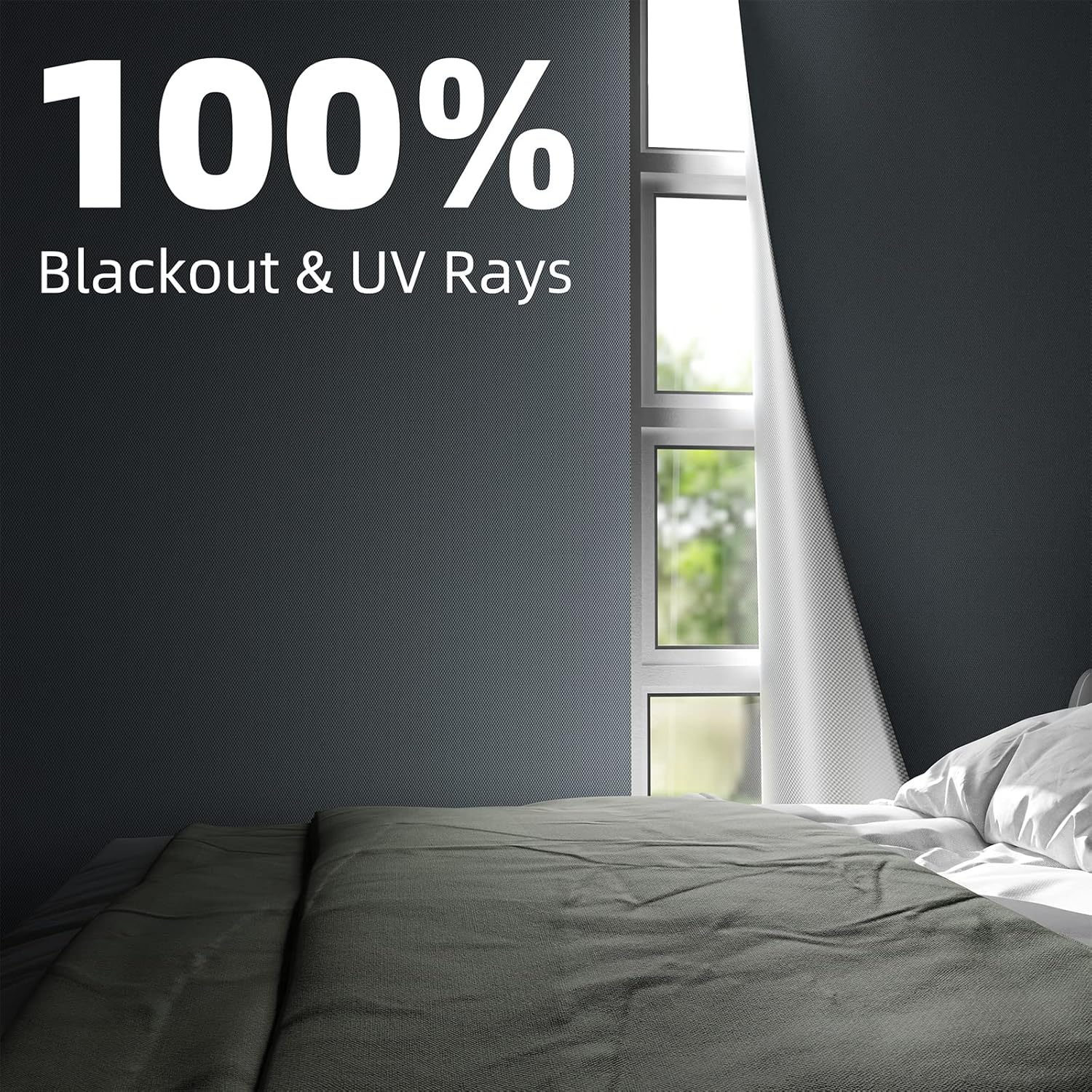Cortinas opacas portátiles de 100 x 57 pulgadas, tiras de cinta de velcro fuertes con adhesivo, persianas opacas que se pueden cortar, 100% material