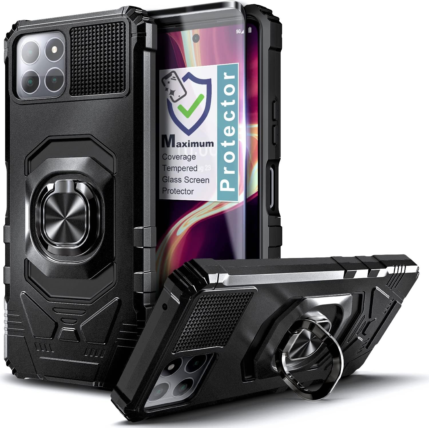 NZND Funda compatible con Boost Mobile Celero 5G Plus 2023 de 7.0 pulgadas (solo versión extra) con protector de pantalla de vidrio templado, funda