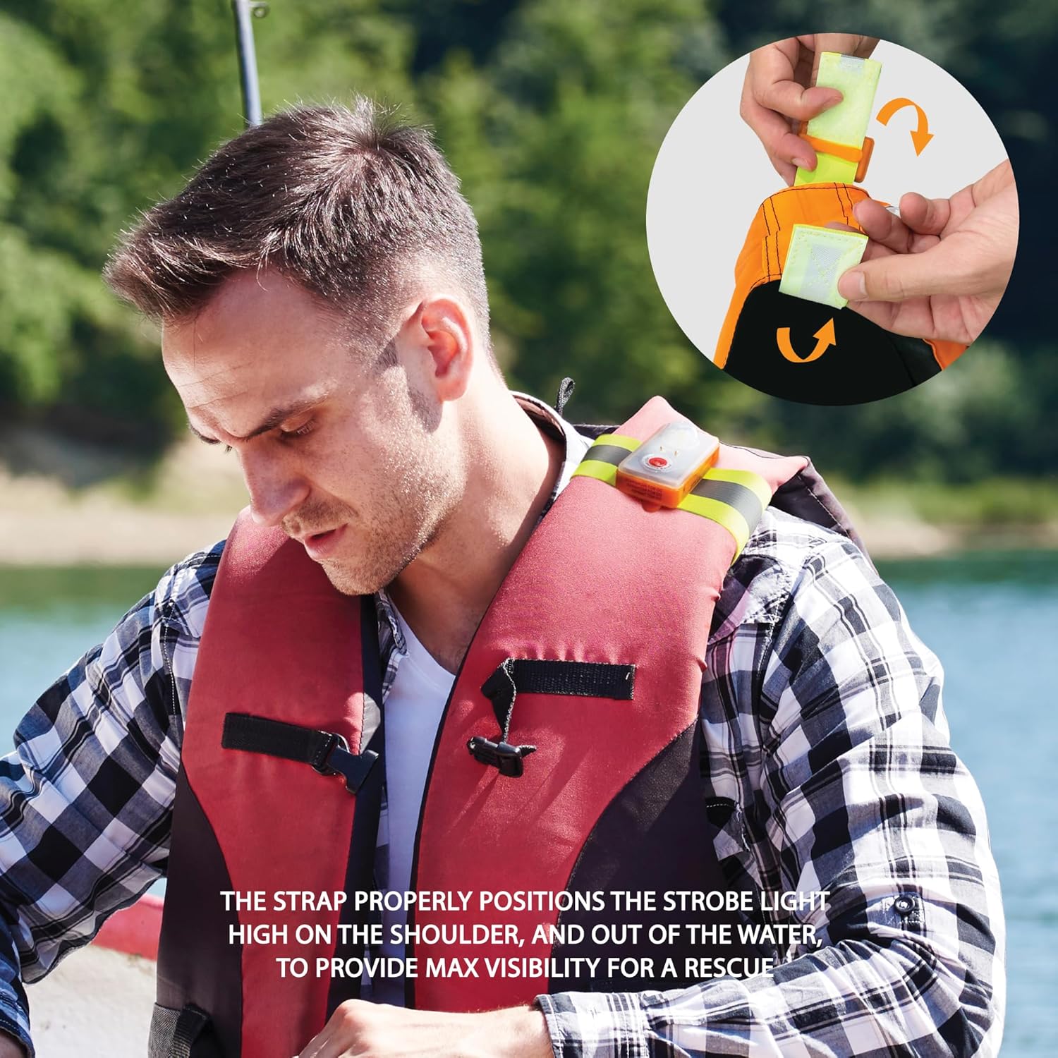 WICKED Chaleco salvavidas LED estroboscópico de emergencia para hombre, juego de supervivencia al aire libre con banda reflectante elástica, haz de