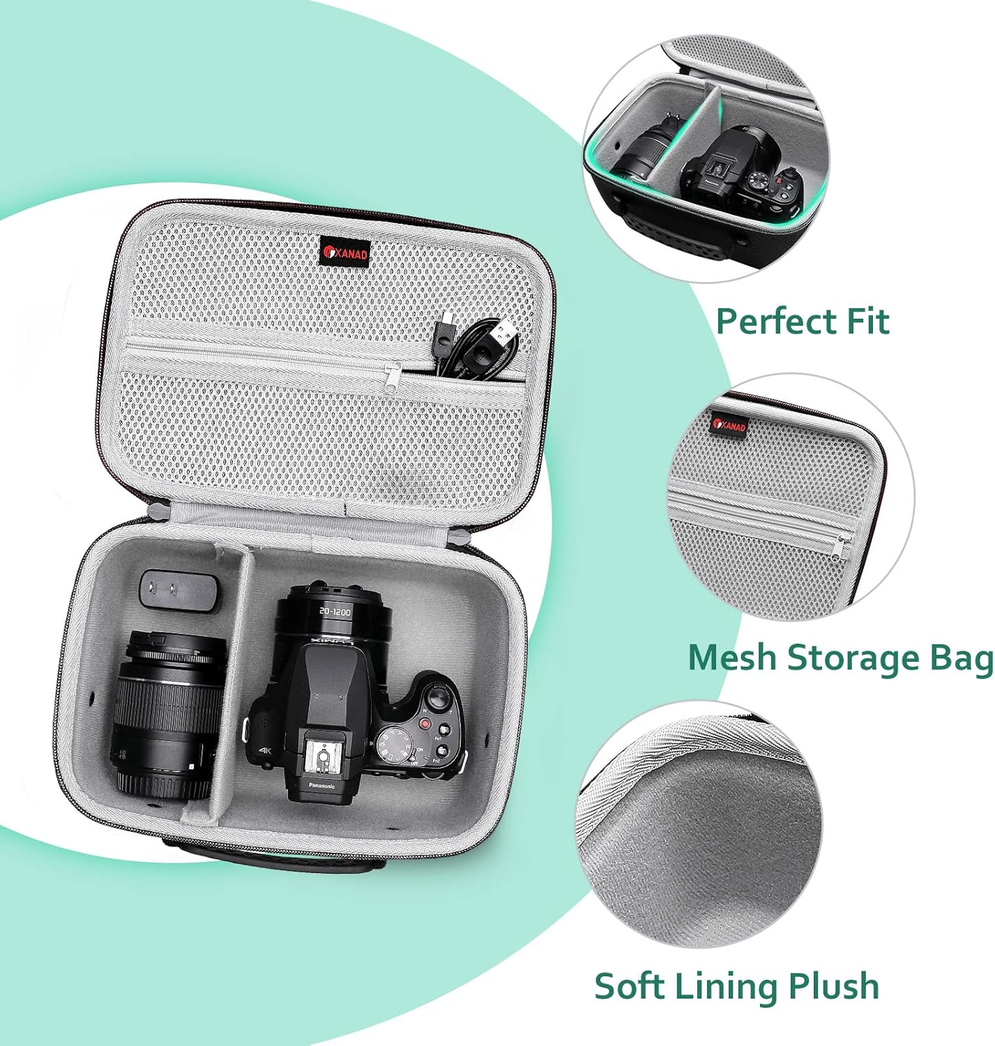 XANAD Funda rígida para Canon EOS R8  R6 FullEOS R6 Mark IIEOS M6  M50 y Panasonic LUMIX FZ80  DMC-G7  DMC-G85  LUMIX G7 compatible con marcas como