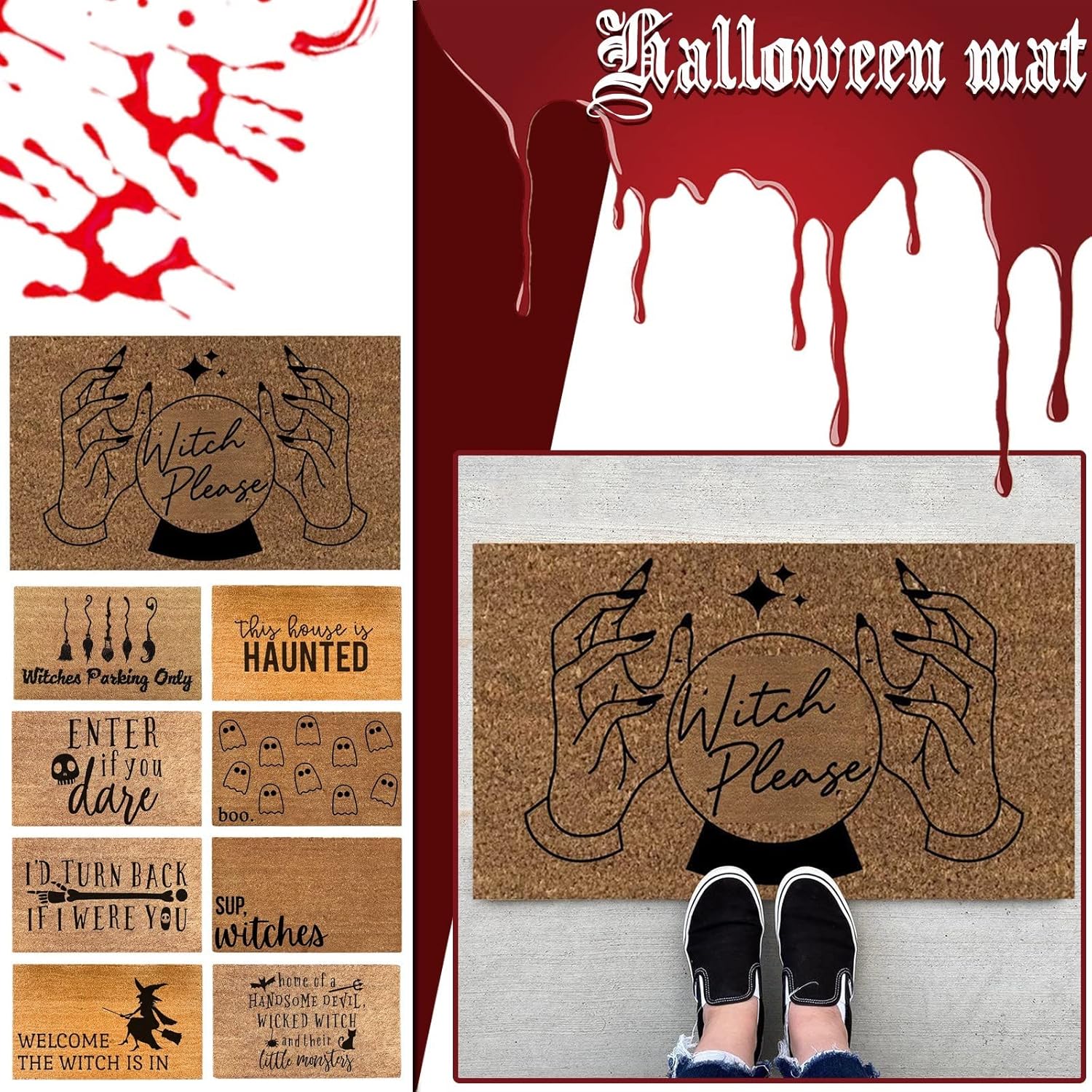 Ghost Boo – Felpudo decorativo para otoño, Halloween, vacaciones, tapete para interiores y exteriores, tapete de Halloween 01-D, 23.6 pulgadas de