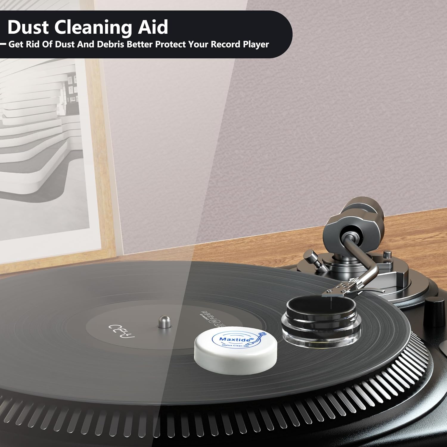 Lápiz para tocadiscos Clean Gel  Limpiador de lápiz capacitivo antiestático y sin polvo, mezcla de limpieza en seco para tocadiscos de vinilo (negro)