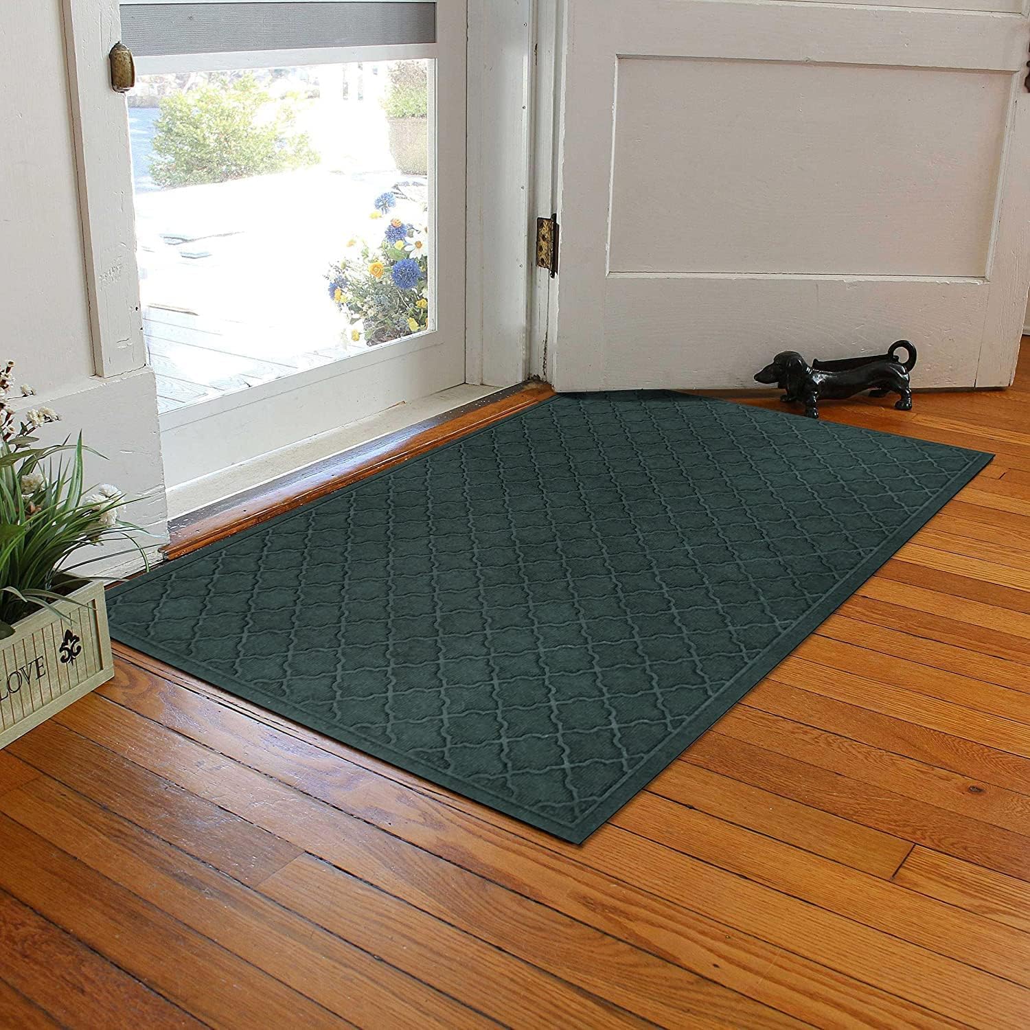 Bungalow Flooring Waterhog – Tapete para puerta, 3 x 5 pies, fabricado en Estados Unidos, duradero y decorativo, antideslizante, interiorexterior,
