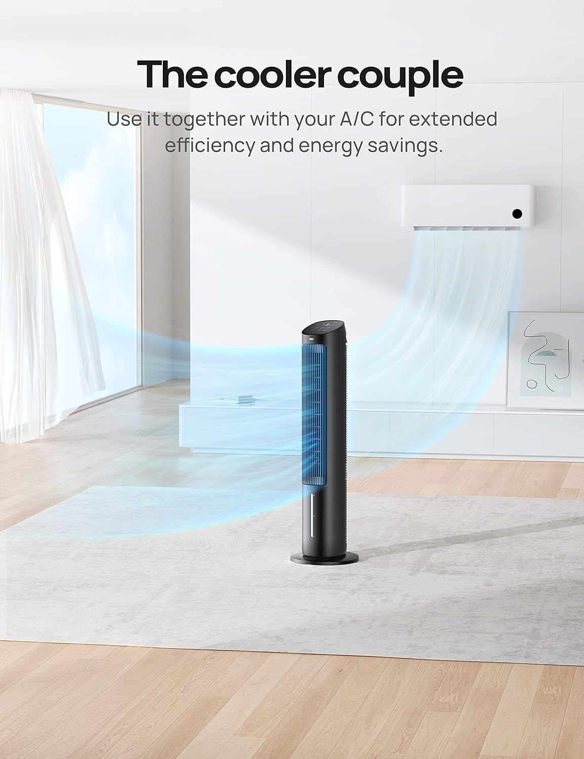 Dreo Ventiladores de torre que soplan aire frío, enfriador de aire evaporativo de 40 pulgadas, ventilador de refrigeración para dormitorio con