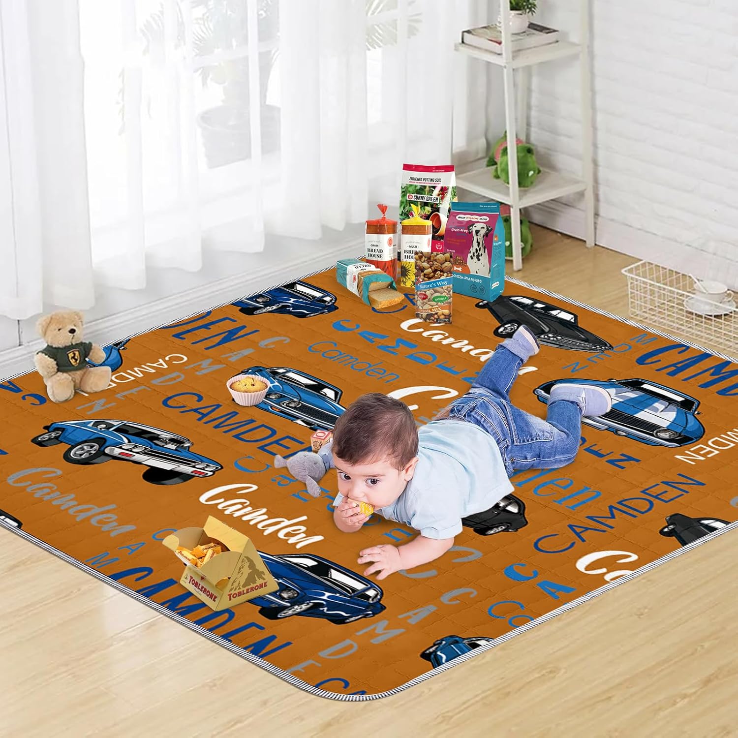 Alfombrillas de juego personalizadas para bebé alfombrilla plegable personalizada para gatear para niños pequeños, alfombra de juego para bebé de 43