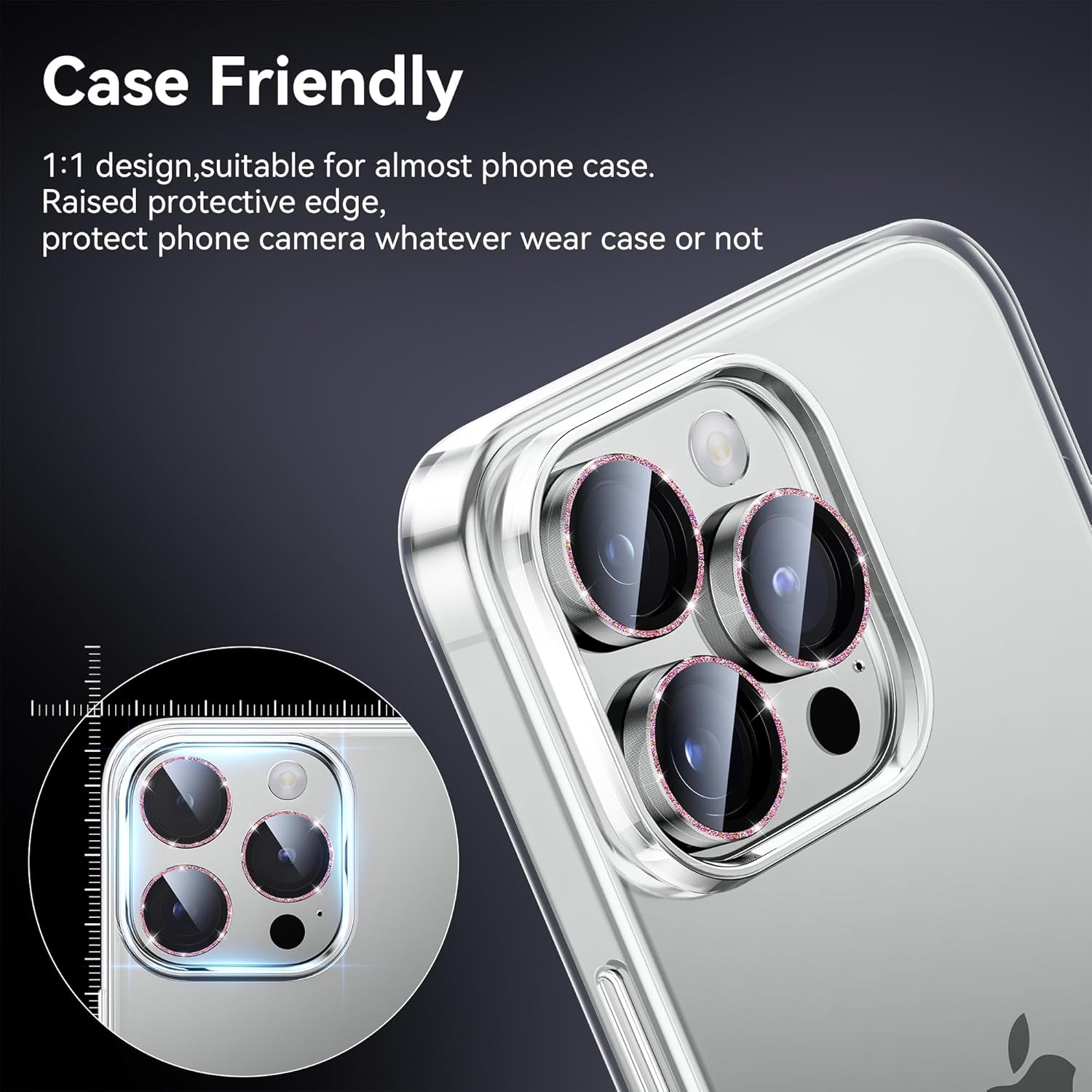 WSKEN Protector de lente de cámara para iPhone 15 ProiPhone 15 Pro Max, mantiene el disparo original Protector de pantalla de cámara de vidrio