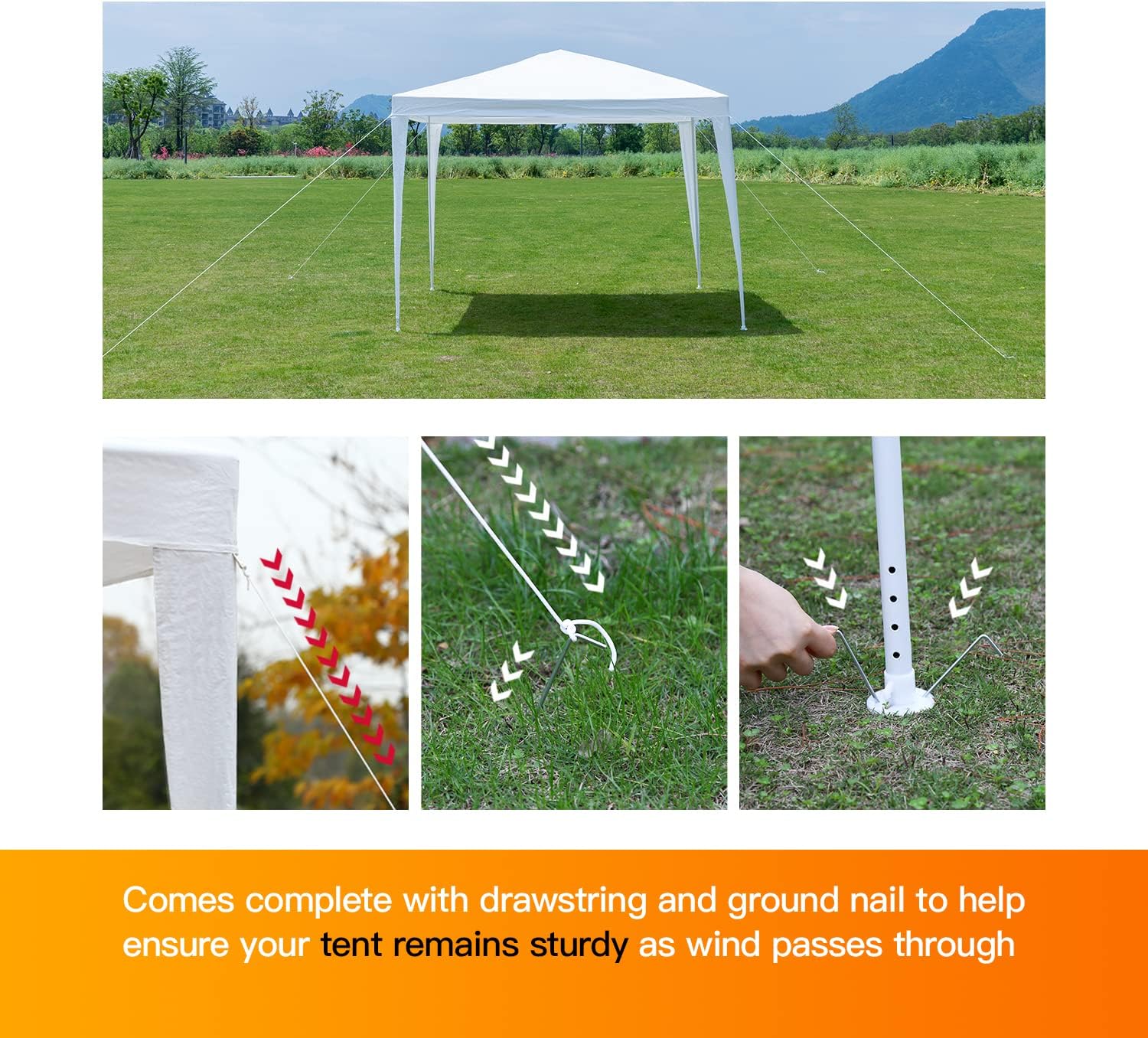 Gazebo impermeable con protección UV, tienda de campaña para fiestas al aire libre (10 x 10 pies)