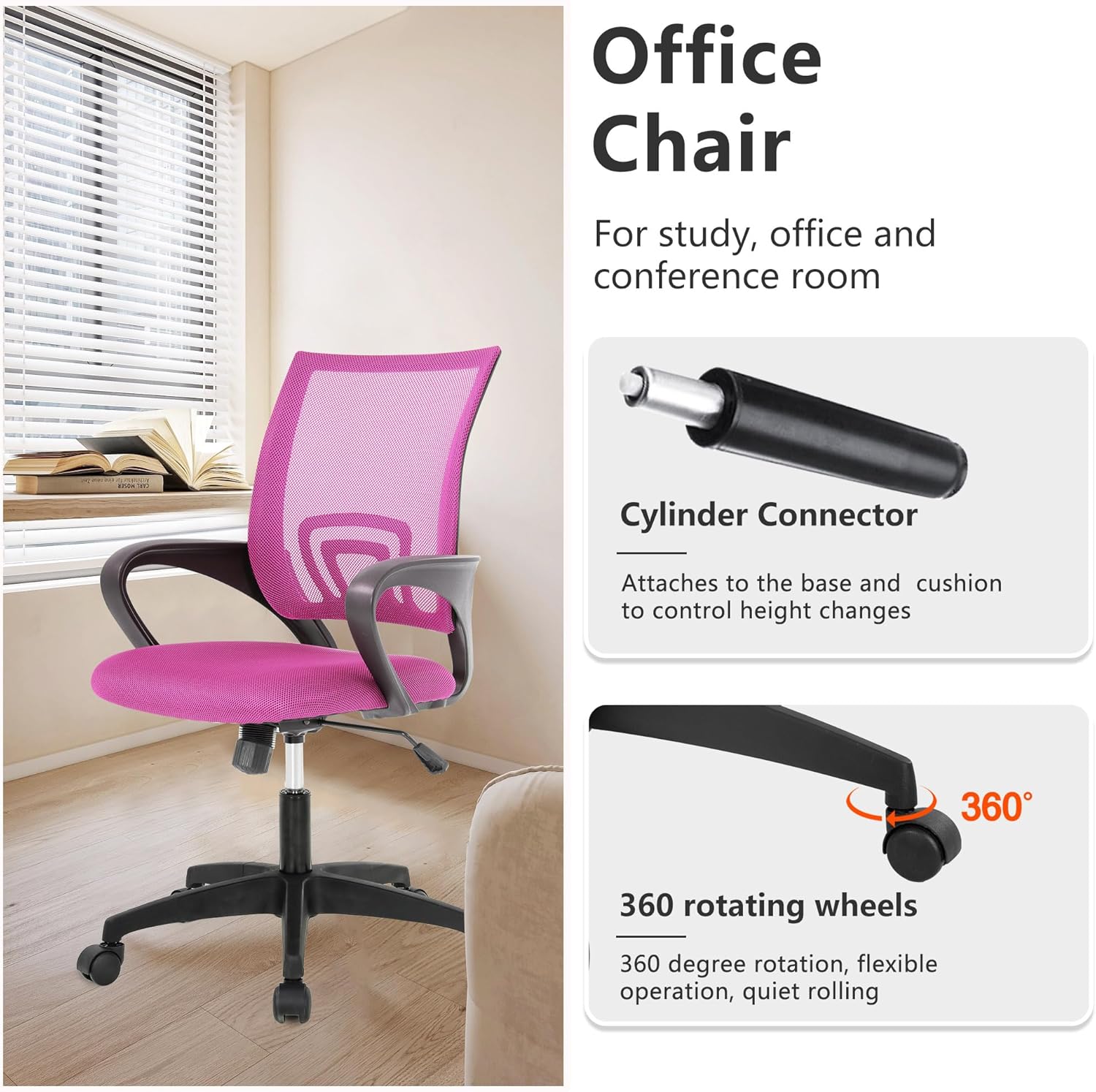 PayLessHere Silla de oficina en casa, silla de escritorio, silla ergonómica ajustable, soporte lumbar, reposabrazos ejecutivo con malla de alta