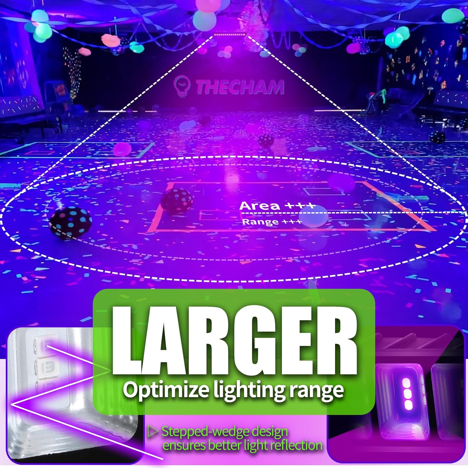 Barra de luz LED negra impermeable IP66 de 42 W + tira de luces negras de 16.4 pies, funciona con pilas para fiesta brillante, póster fluorescente,