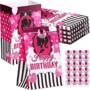 Tatuo 24 bolsas de regalo para fiesta de princesa, color rosa intenso, bolsas de regalo de papel de cumpleaños para niñas, bolsas de dulces para Tatuo 24 bolsas de regalo para fiesta de princesa, color rosa intenso, bolsas de regalo de papel de cumpleaños para niñas, bolsas de dulces para
