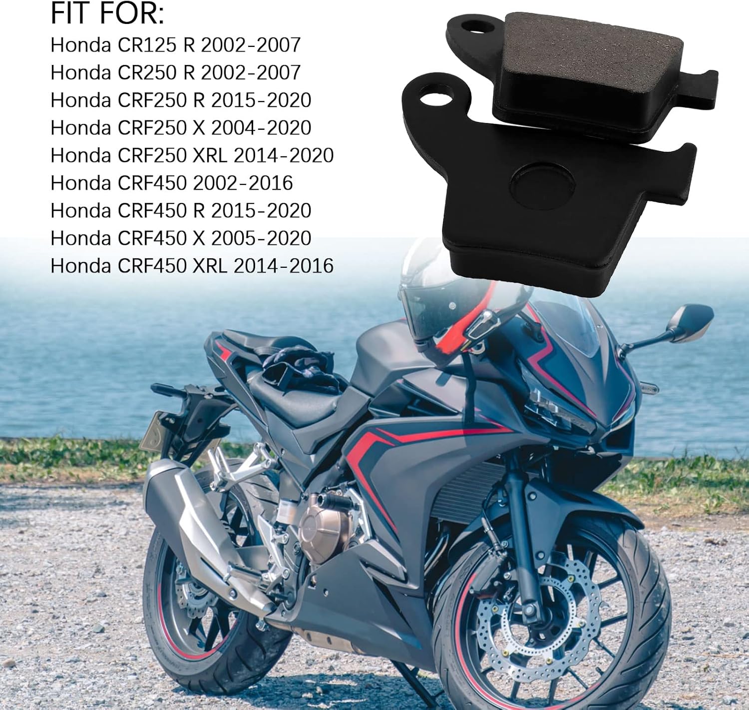SOLLON Pastillas de freno delanteras y traseras para Honda CR125R 2002-2007, CR250R 2002-2007, CRF250RCRF250X 2004-2017, CRF450RX 2017, CRF450X