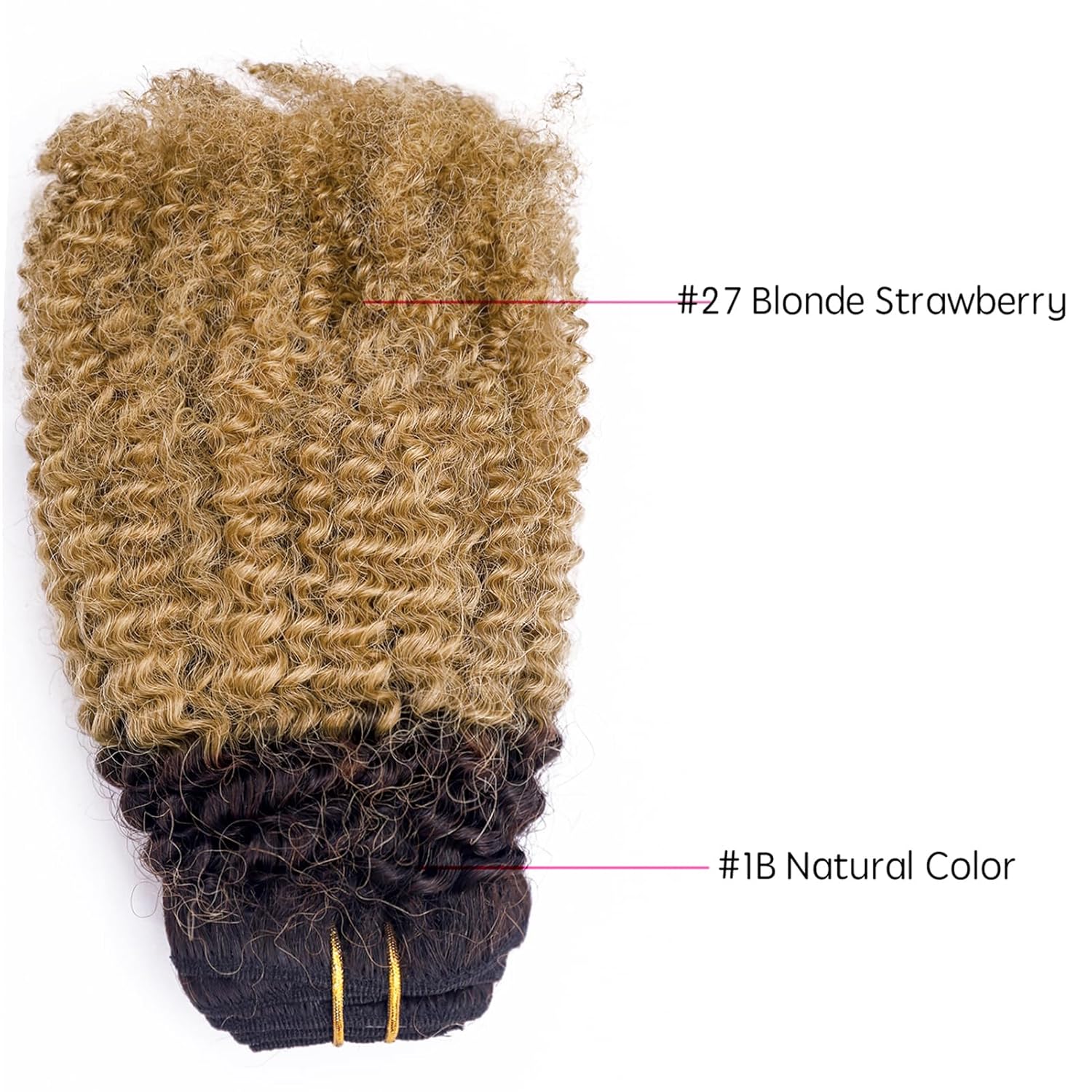 Anrosa Kinkys – Extensiones de cabello humano rizado con clip, 3C 4A, extensiones de cabello natural Remy grueso con clip, extensiones de cabello