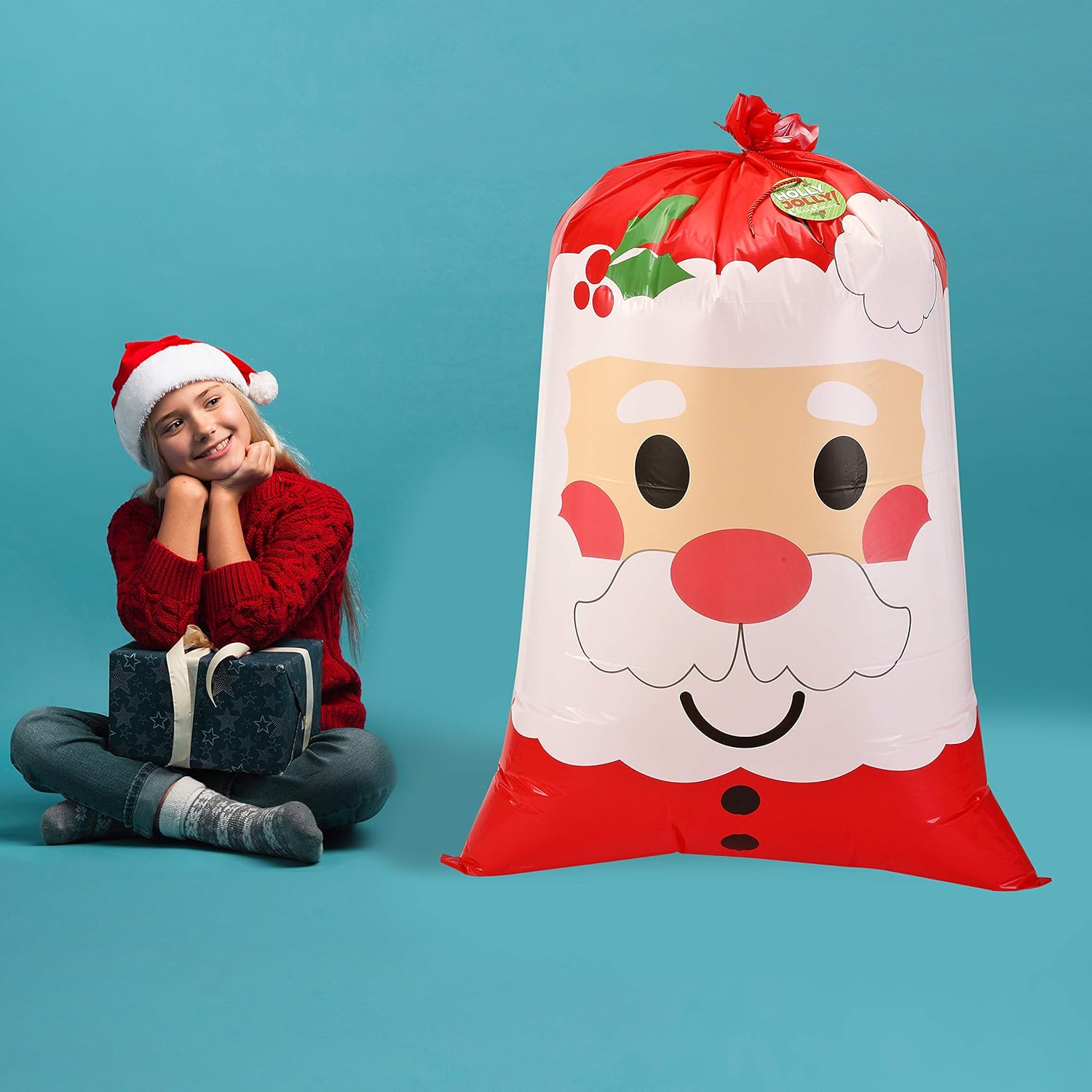 JOYIN 3 bolsas de regalo de Papá Noel jumbo de 56 x 36 pulgadas con etiquetas de regalo para temporada de Navidad, regalos, regalos festivos,