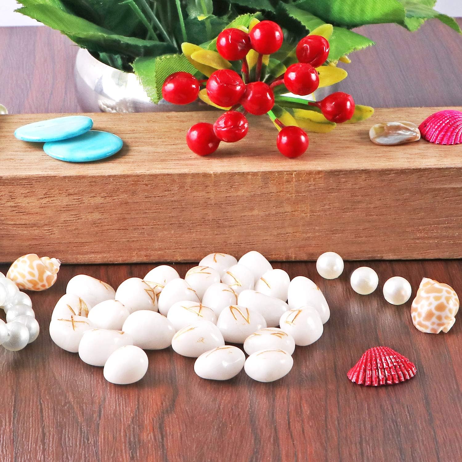 cosynee Piedras preciosas curativas de runas con bolsa (ágata blanca)