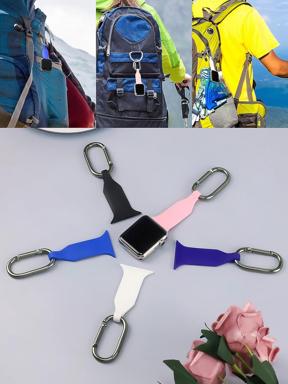 Correa de reloj con hebilla de senderismo compatible con iWatch Apple Watch Series Fob Clip Collar