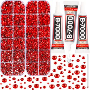 11000 diamantes de imitación rojos con pegamento b7000 para manualidades, ropa, uñas, manualidades, zapatos, vasos, camiseta, piedras de rinestones 11000 diamantes de imitación rojos con pegamento b7000 para manualidades, ropa, uñas, manualidades, zapatos, vasos, camiseta, piedras de rinestones