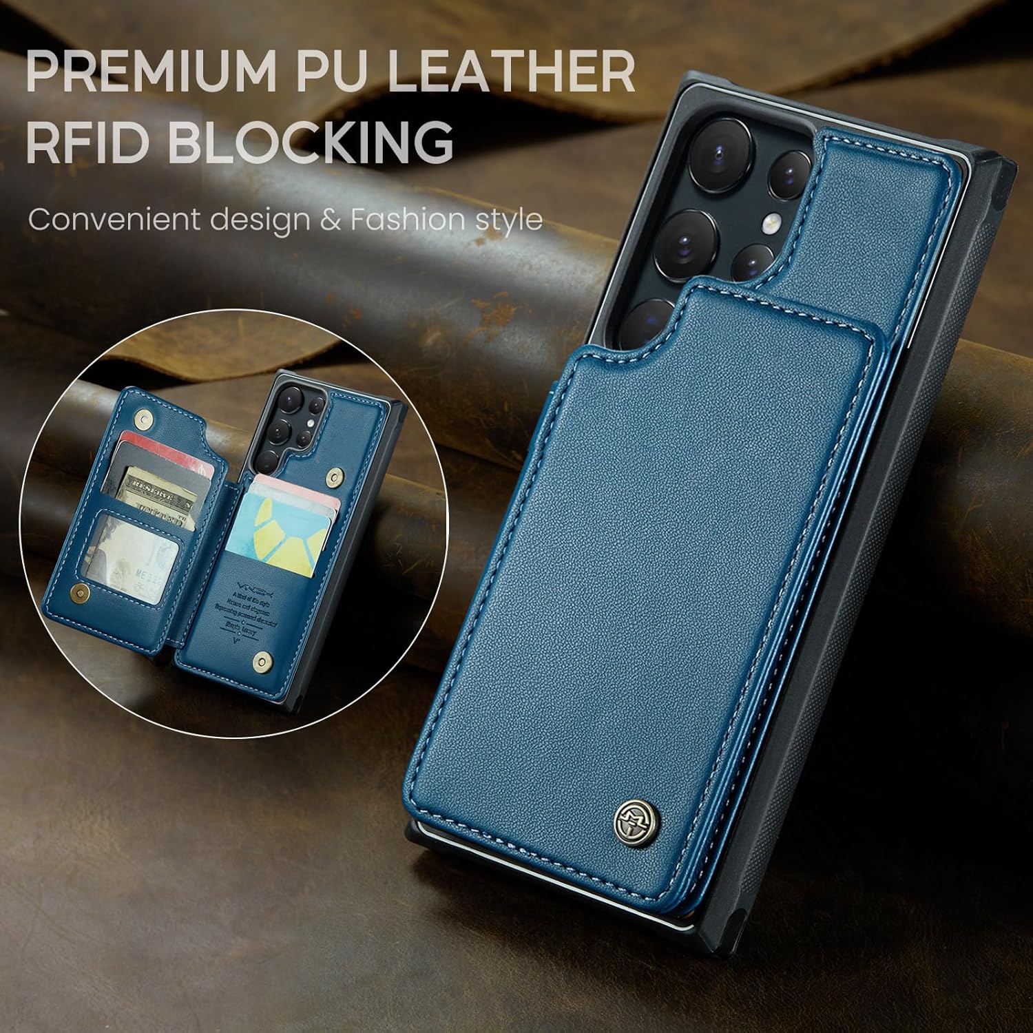Vinich Funda tipo cartera para Samsung Galaxy S22 Ultra con tarjetero y ranuras de crédito con bloqueo RFID, función atril, a prueba de golpes, para