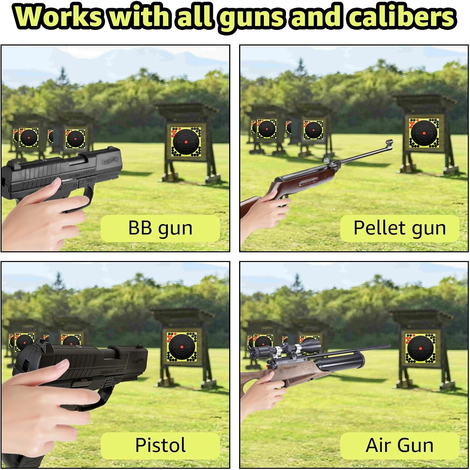 50 objetivos de disparo autoadhesivos, blancos de papel de 10 pulgadas con parches de cobertura, blanco de papel para pistola, pistola, rifle,