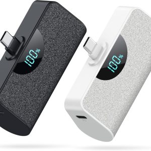 Paquete de 2 Mini cargador portátil USB-C Power Bank 5200mAh, pantalla LCD de 15 W PD de carga rápida, cargador de respaldo compatible con iPhone Paquete de 2 Mini cargador portátil USB-C Power Bank 5200mAh, pantalla LCD de 15 W PD de carga rápida, cargador de respaldo compatible con iPhone