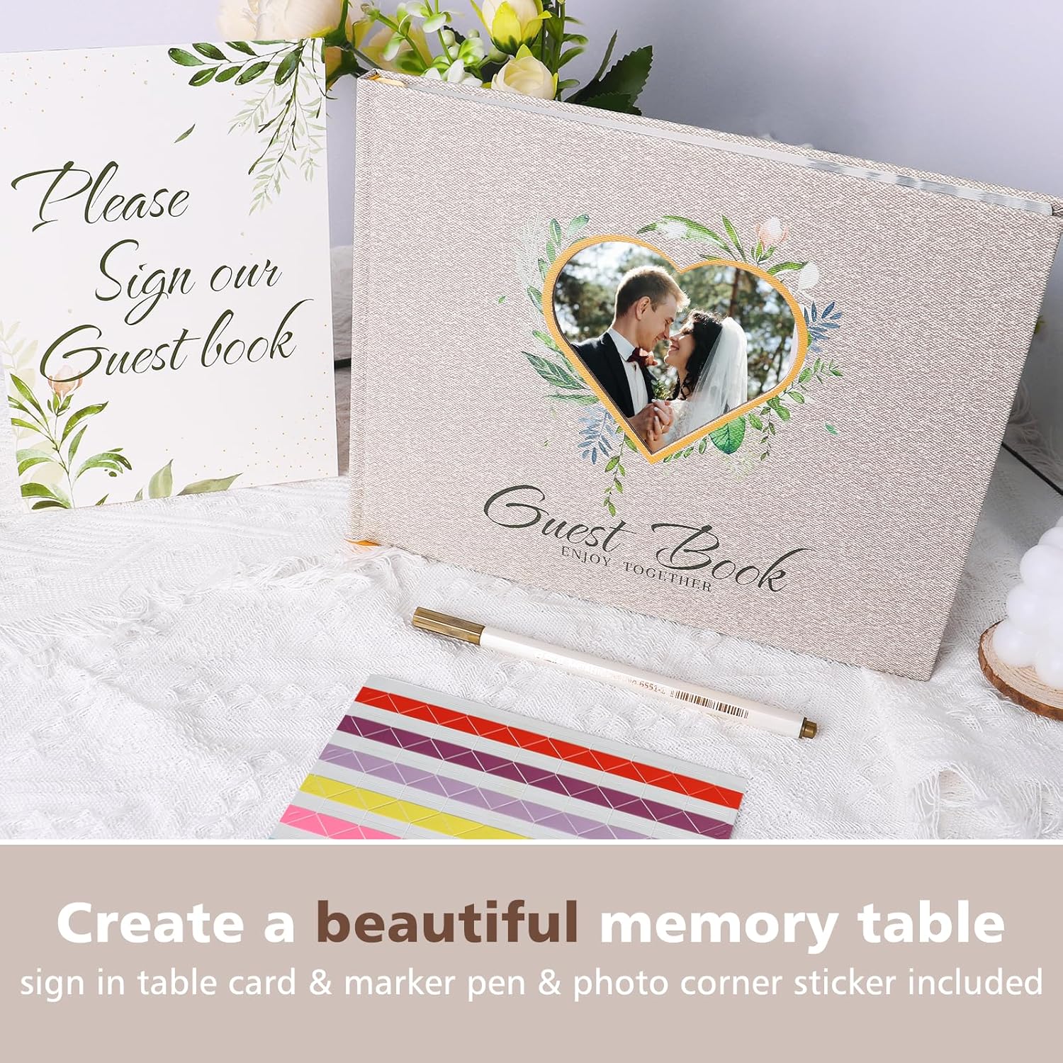 Libro de invitados de boda  Libro de invitados personalizado Polaroid para boda con bolígrafo, 120 páginas, tapa dura de 8 x 10 pulgadas, bueno como