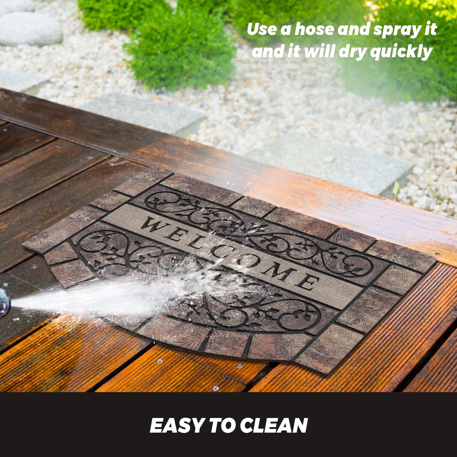 Durable Welcome Door Mats Outdoor, 28″x17″ Heavy-Duty Welcom Matt Outdoor for Front Door with Non-Slip Rubber Backing for Front Door High Traffic