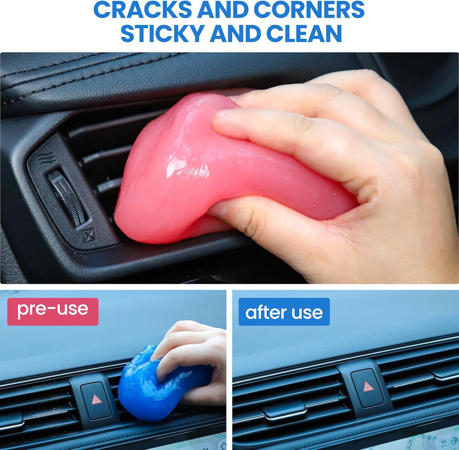 Gel de limpieza para automóvil, kit de limpieza de automóvil de 4 piezas, accesorios de suministros para detalles de automóviles para hombres y