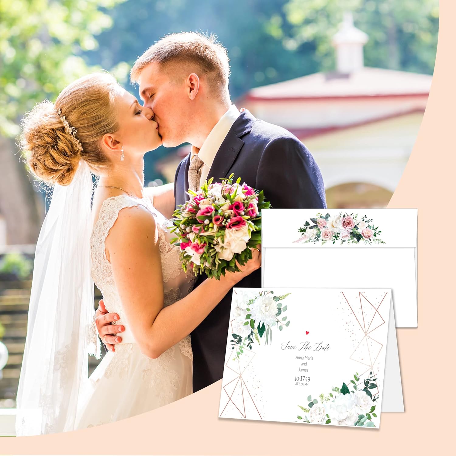 Tarjetas blancas en blanco con sobres, cartulina plegada de 4 x 6 y sobres A6 autosellados, paquete de 100 para invitaciones, bodas, tarjetas de