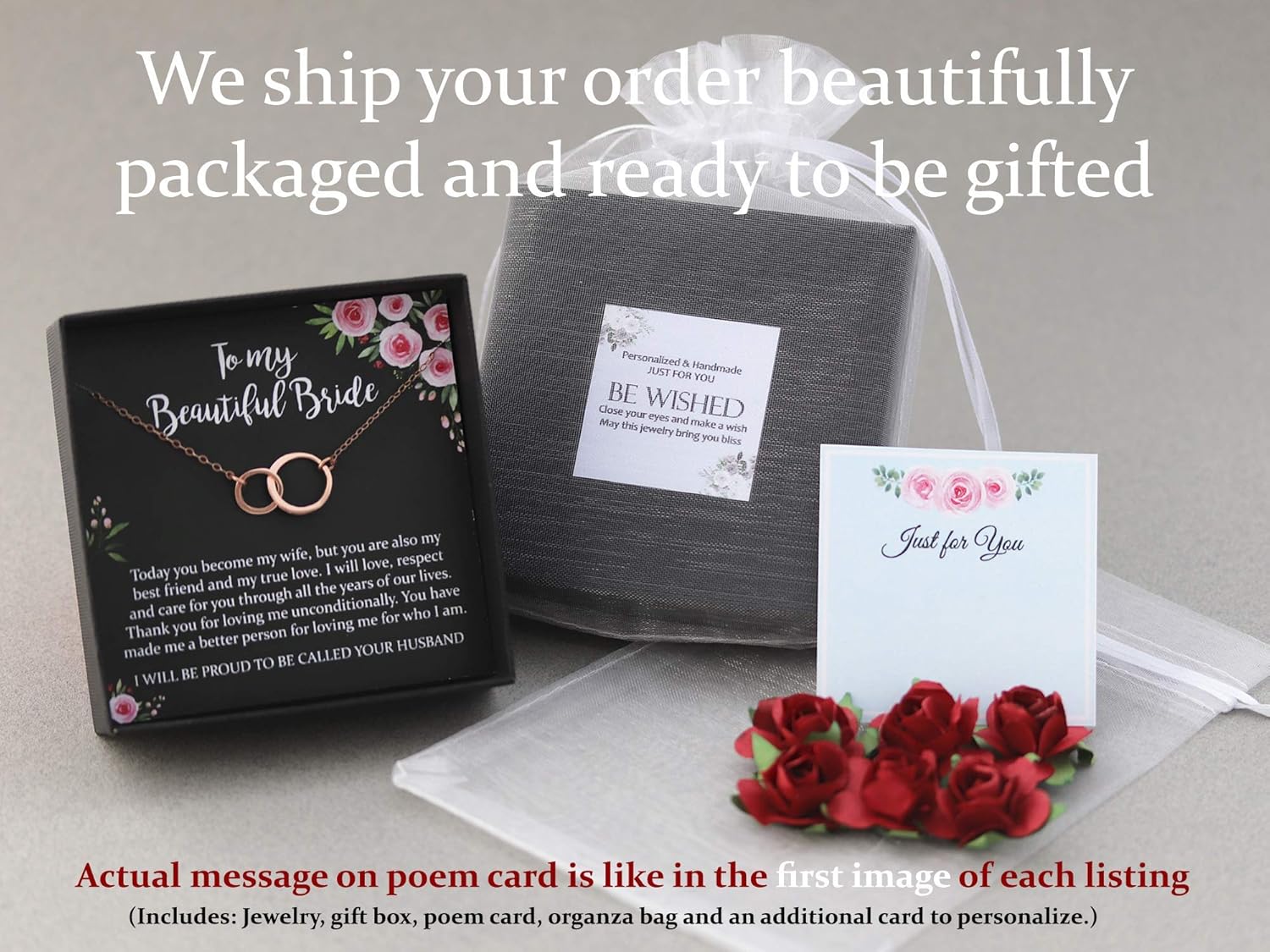 Bereavement Gifts for Loss of Father, Memorial Gifts, 2 Interlocking Circles Necklace with Meaningful Message