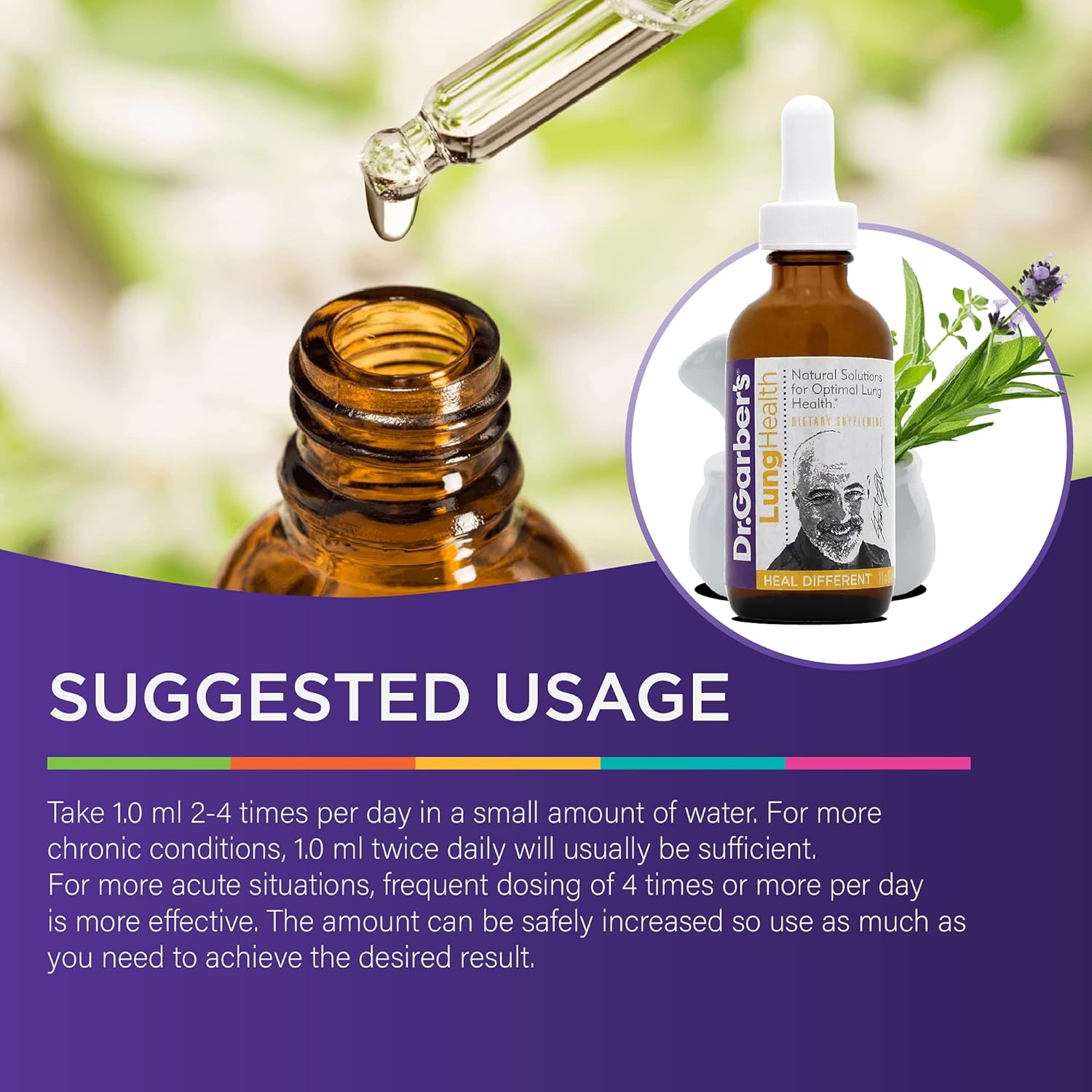 Dr. Garber’s Natural Solutions – Gotas orales para la salud pulmonar, suplemento líquido de gemoterapia para proteger y limpiar los pulmones,