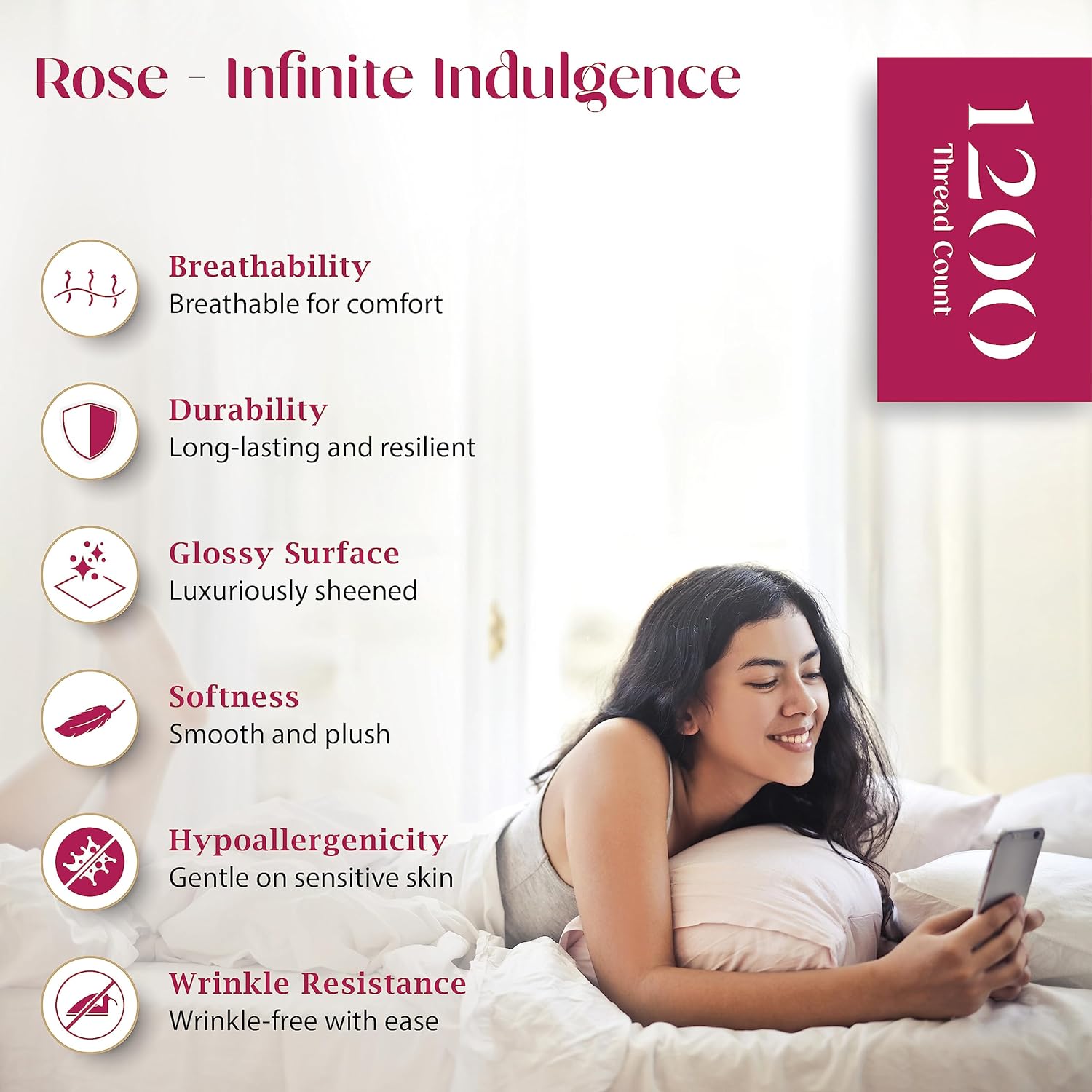 Carressa Linen 5Star – Sábanas de algodón de 1200 hilos para cama tamaño California King, 4 piezas, calidad hotelera, calidad hotelera, tela de