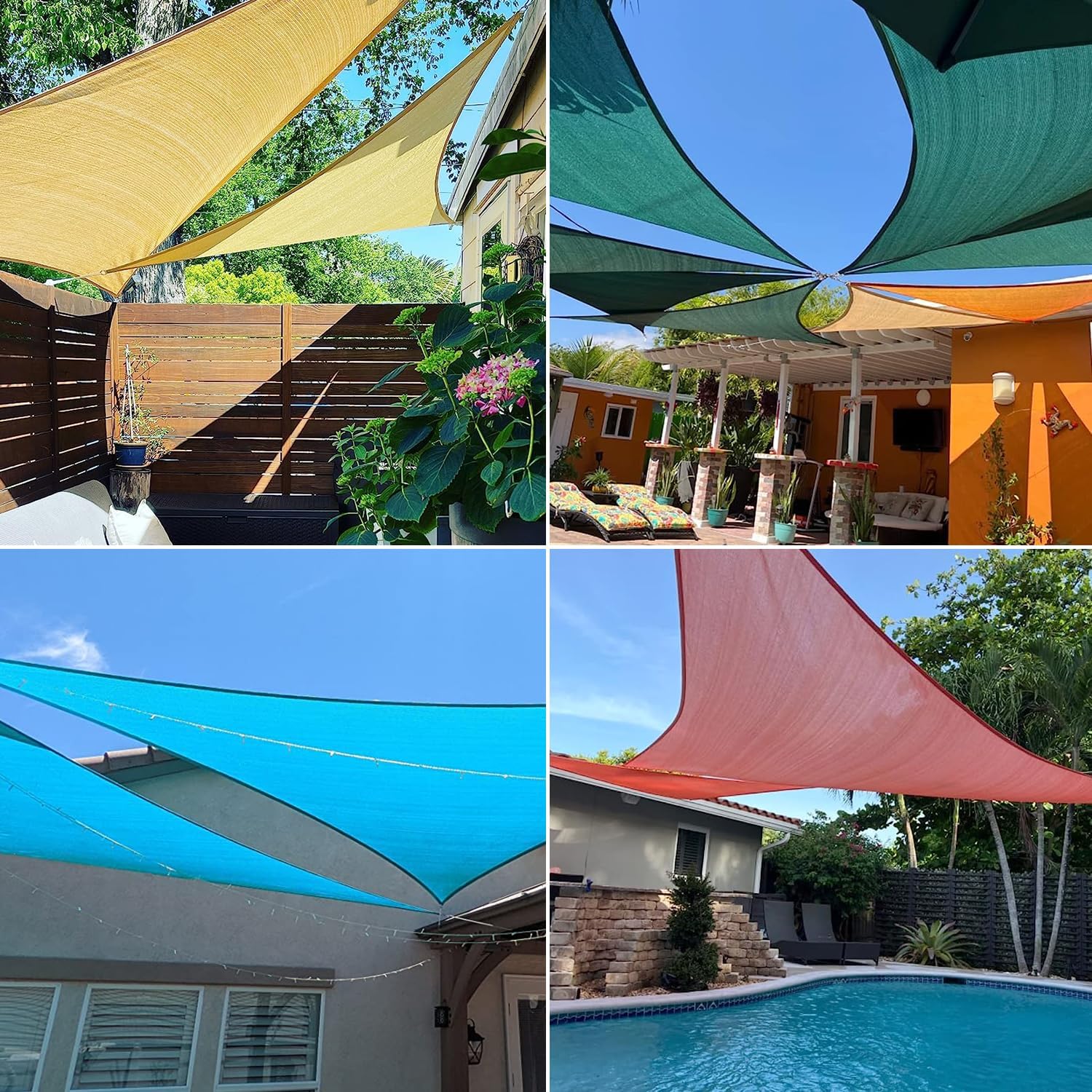 Coarbor Toldo tipo vela de 6 x 6 x 6 pies, para exteriores, resistente, triangular, tela para patio, jardín, terraza, pérgola, toldo beige