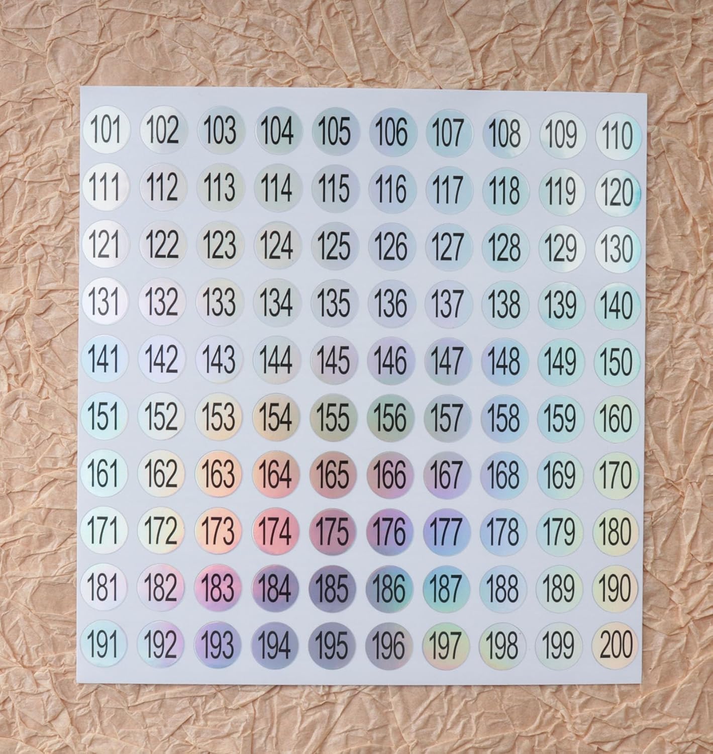 Ruwado 10 hojas de calcomanías de números del 1 al 100 unidades, autoadhesivas de 0.39 pulgadas, pequeñas etiquetas láser reflectantes impermeables