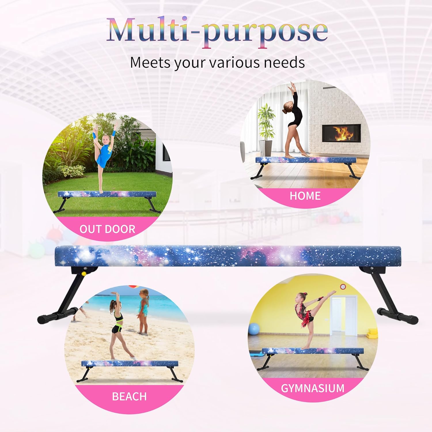 EL&ITWings Viga de equilibrio de gimnasia de 6 pies, viga ajustable de piso de nivel alto y bajo, altamente estable, equipo de entrenamiento de