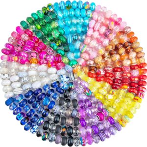 Zyehxed – 220 cuentas espaciadoras europeas de agujeros grandes, surtido de cuentas de artesanía europeas, cuentas de jardín de hadas para Zyehxed – 220 cuentas espaciadoras europeas de agujeros grandes, surtido de cuentas de artesanía europeas, cuentas de jardín de hadas para