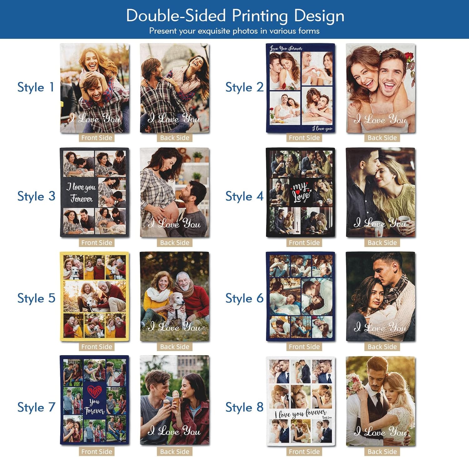 Regalos para parejas, manta personalizada de doble cara con fotos, texto, regalos personalizados para novio, novia, manta personalizada de franela