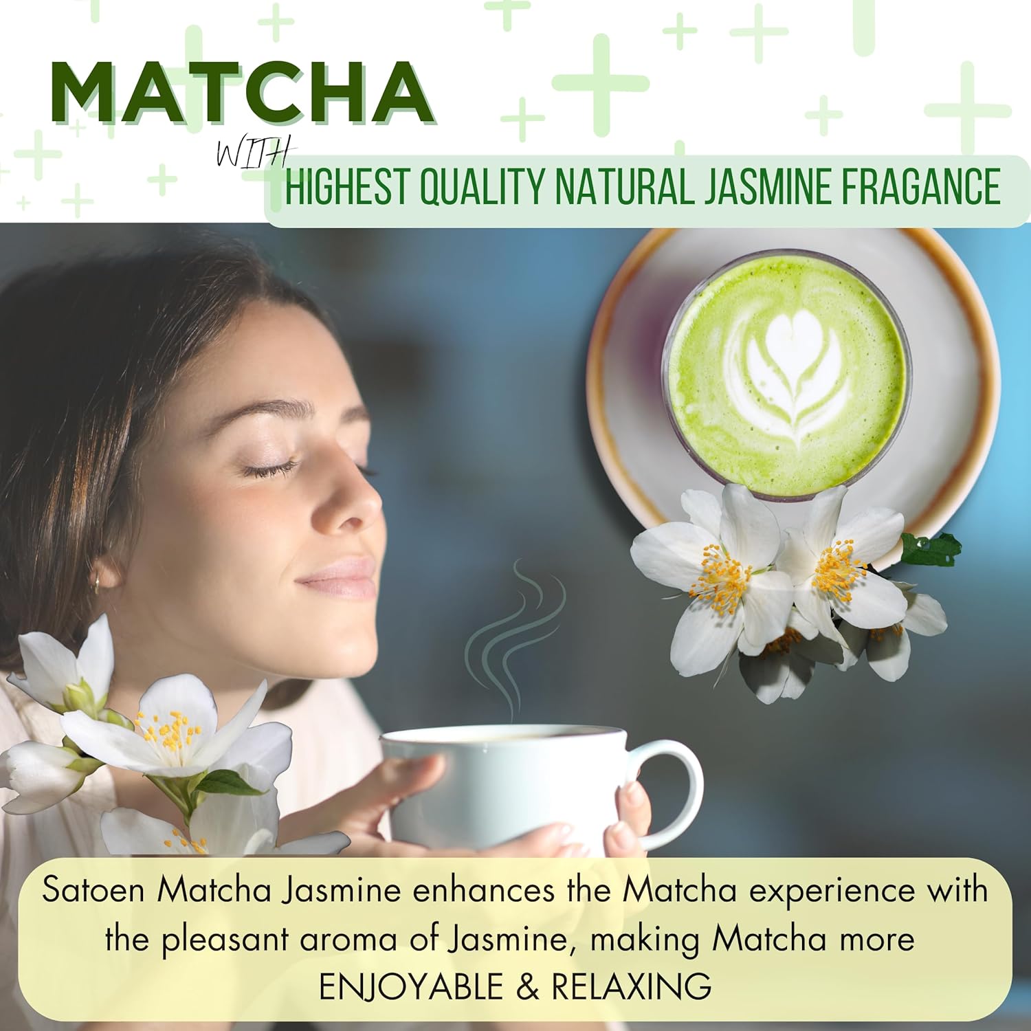 Satoen sabor a jazmín Matcha grado ceremonial  Máquina de té japonesa  Polvo de té verde Matcha grado ceremonial de primera cosecha premium con