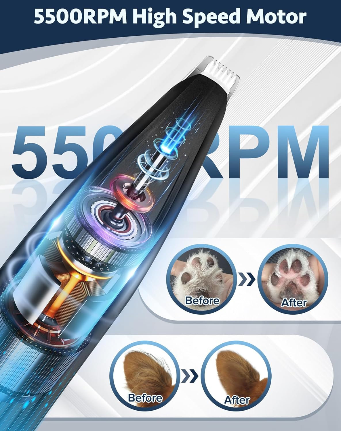 Cortapelos para perros para aseo, recortadora inalámbrica de pelo de mascotas pequeñas para perros y gatos, cortadora eléctrica de bajo ruido para