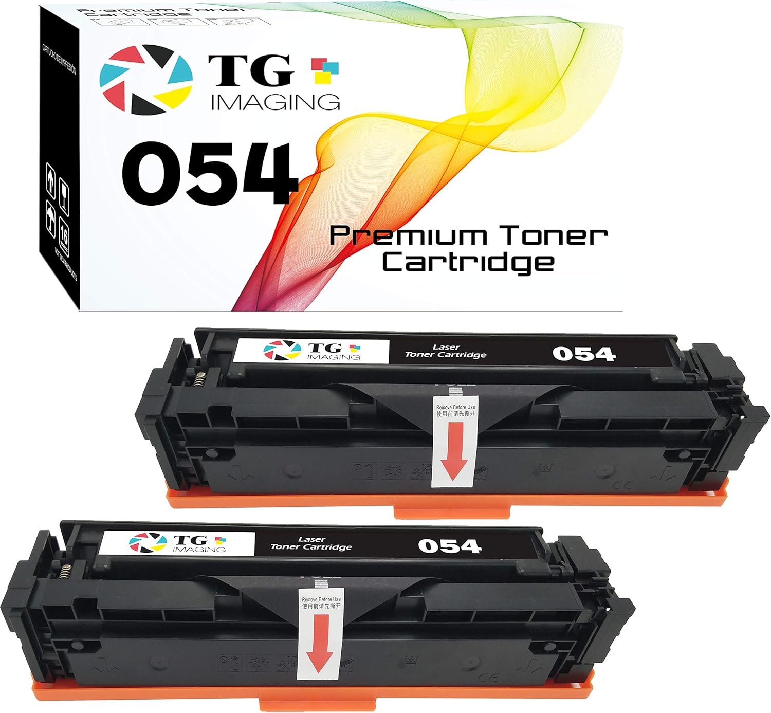 TG Imaging Paquete de 2 cartuchos de tóner de repuesto para impresora Canon 054 054BK compatible con Canon 054 054BK, funciona para impresoras