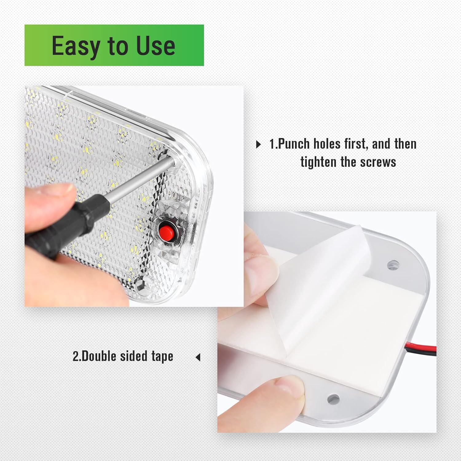 Luz LED de cúpula, iluminación interior de caravana de 12 V-85 V, 800 lúmenes, súper brillante, luz de techo LED para caravana con interruptor de