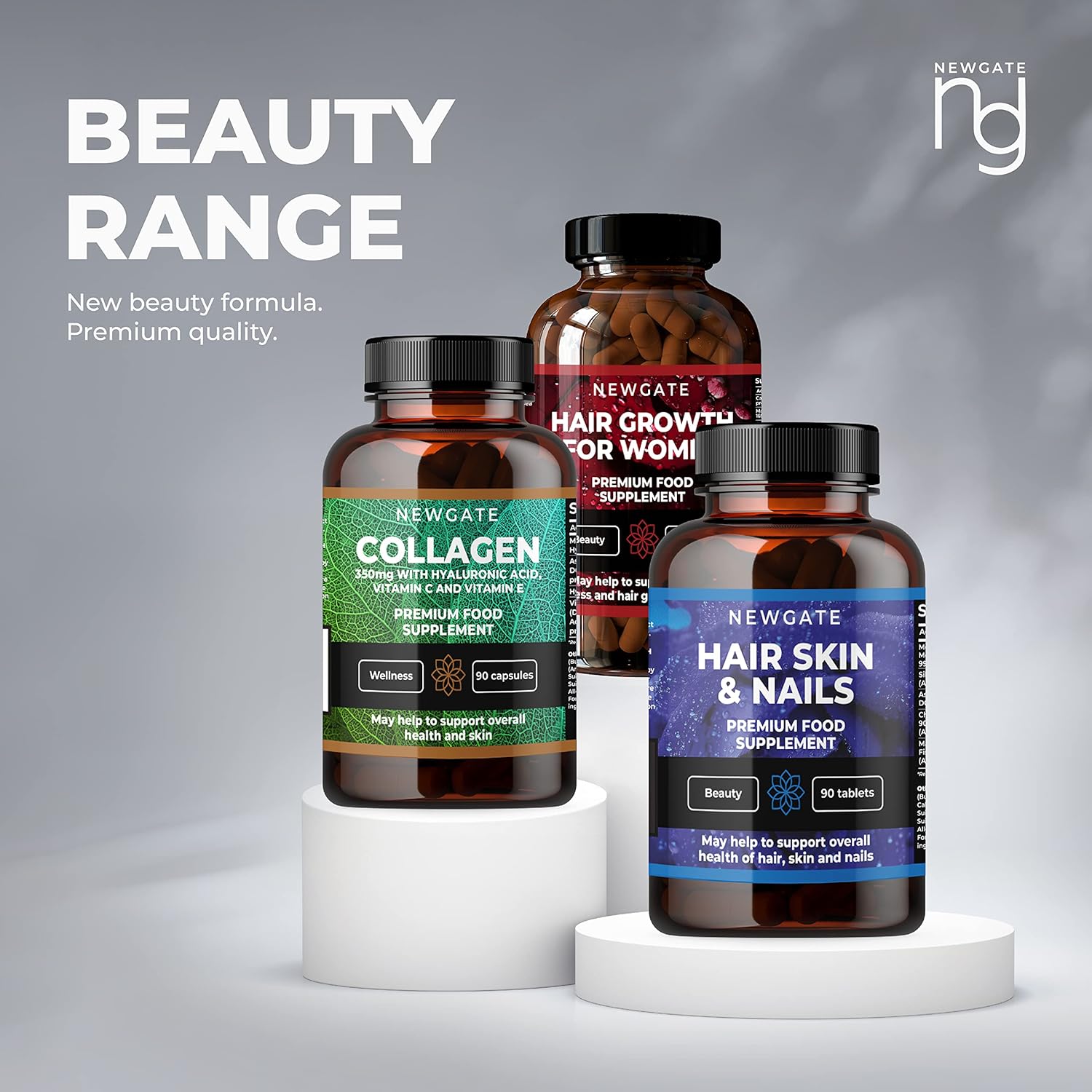 Newgate Labs 90 tabletas de alta resistencia para el crecimiento del cabello, la piel y las uñas, suplemento premium para hombres y mujeres, con