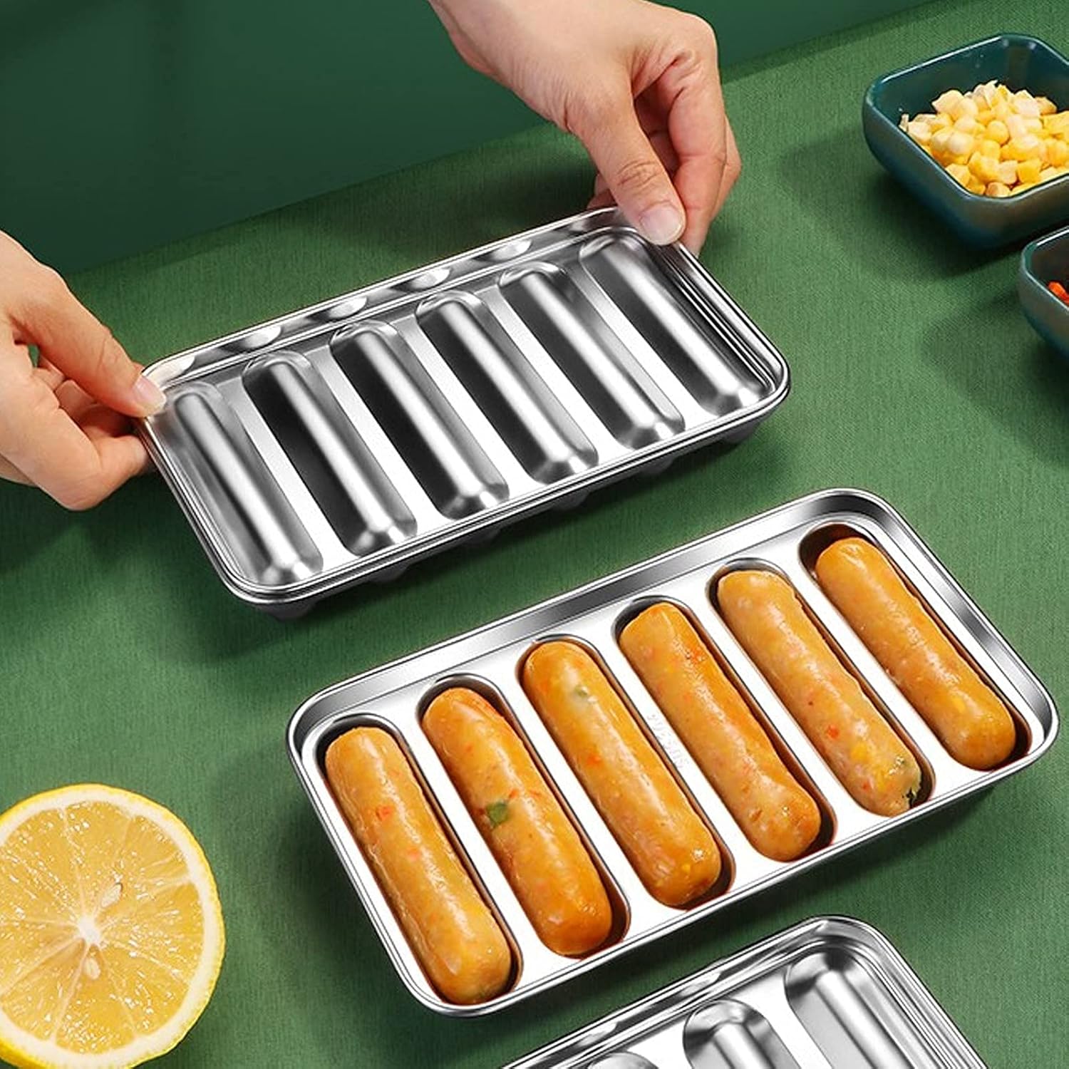 mumisuto Molde para salchichas, molde casero para perros calientes de acero inoxidable 304 con 6 cavidades, molde para salchichas, suplemento